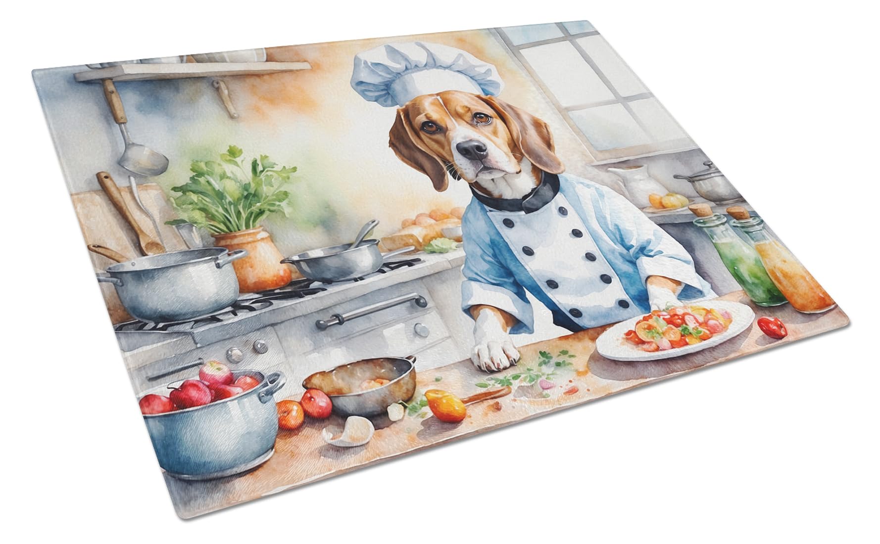 Carolines Treasures DAC6197LCB Beagle The Chef Glass Cutting Board Decorative Tempered Glass Kitchen Cutting and Serving Board Large Size Chopping Board