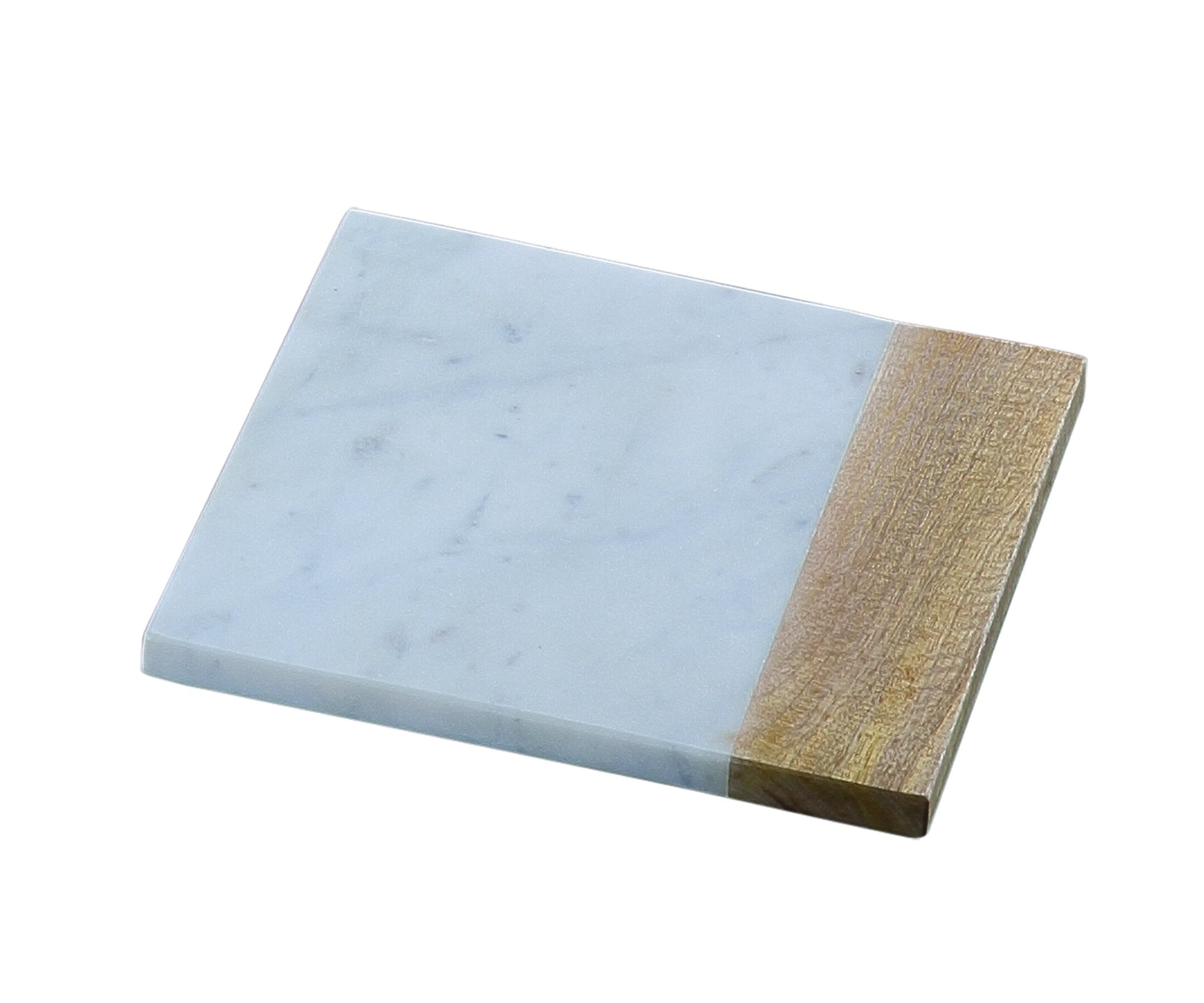 Taj Elite″ Creamy White Marble w/Mango Wood 8″ Square Board″