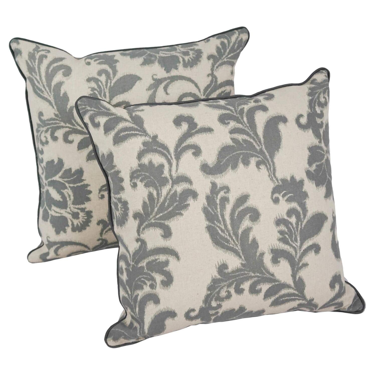 Blazing Needles 18-inch Corded Throw Pillows with Inserts (Set of 2) - Gray Floral