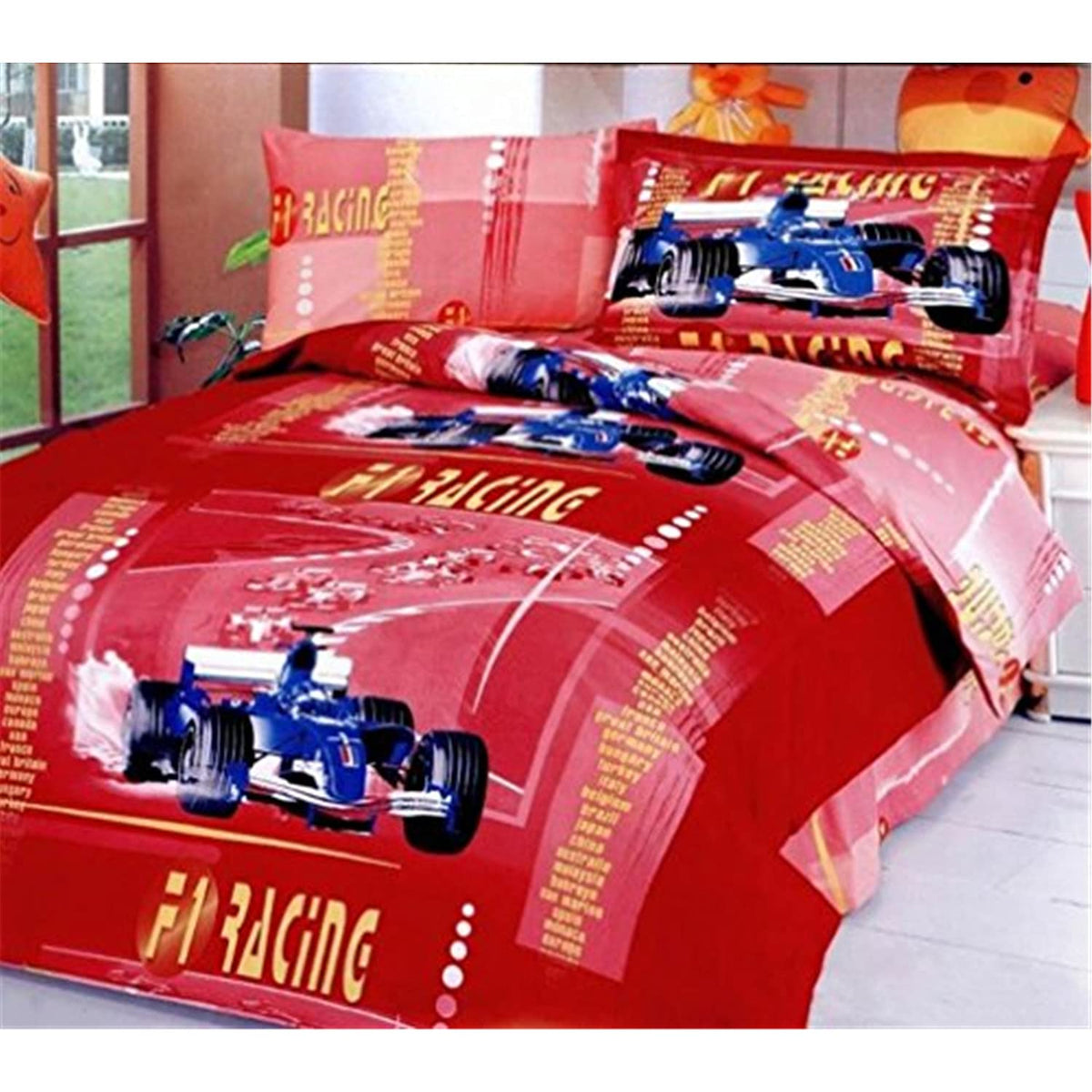 Le Vele 4 Pc Twin F1 Duvet Cover Bedding Set In Red 221375