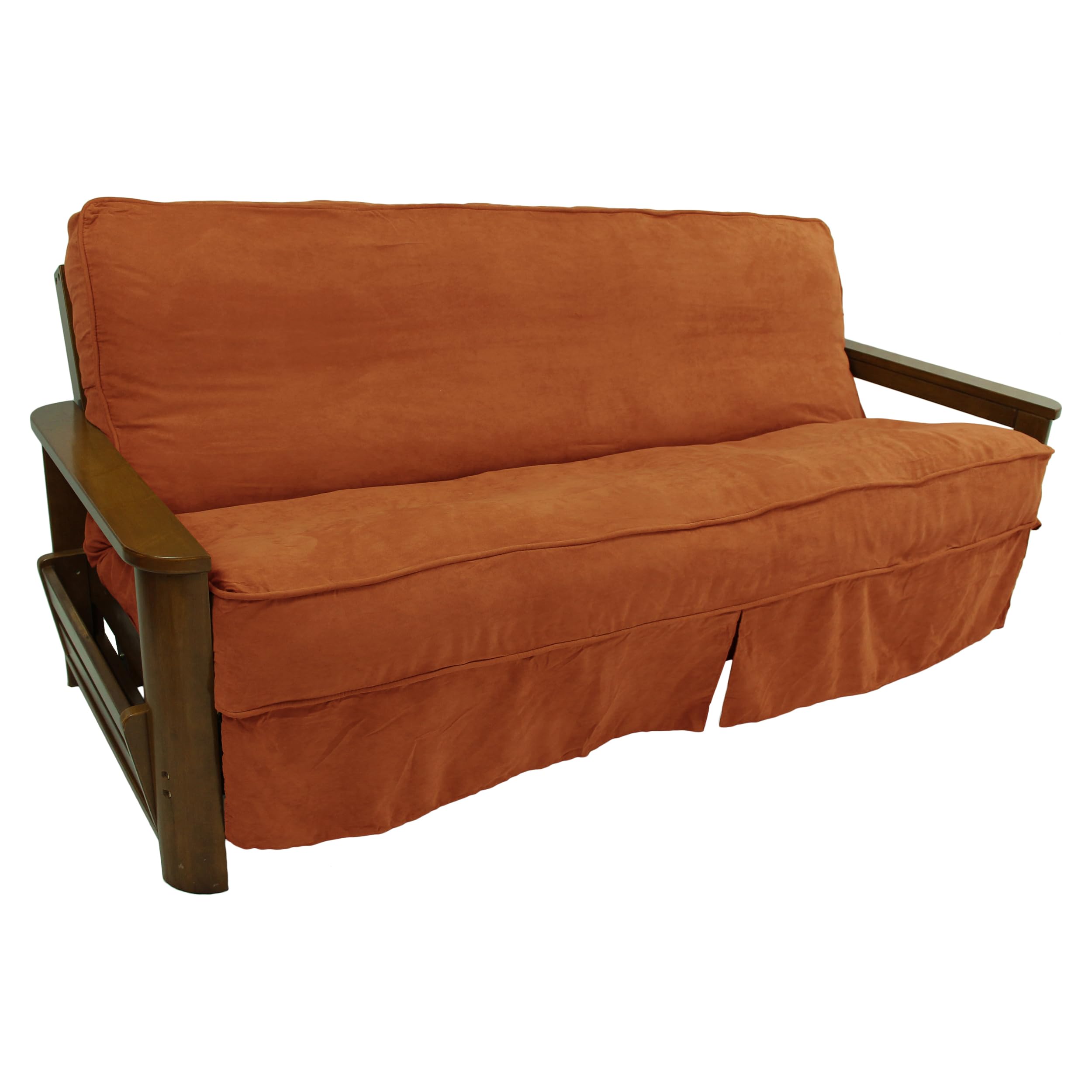 Solid Microsuede Double Corded 8 to 9-inch Full Futon Slipcover - Spice