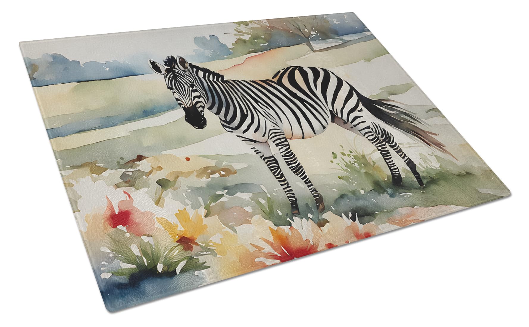 Carolines Treasures DAC3016LCB Zebra Glass Cutting Board Large Decorative Tempered Glass Kitchen Cutting and Serving Board Large Size Chopping Board