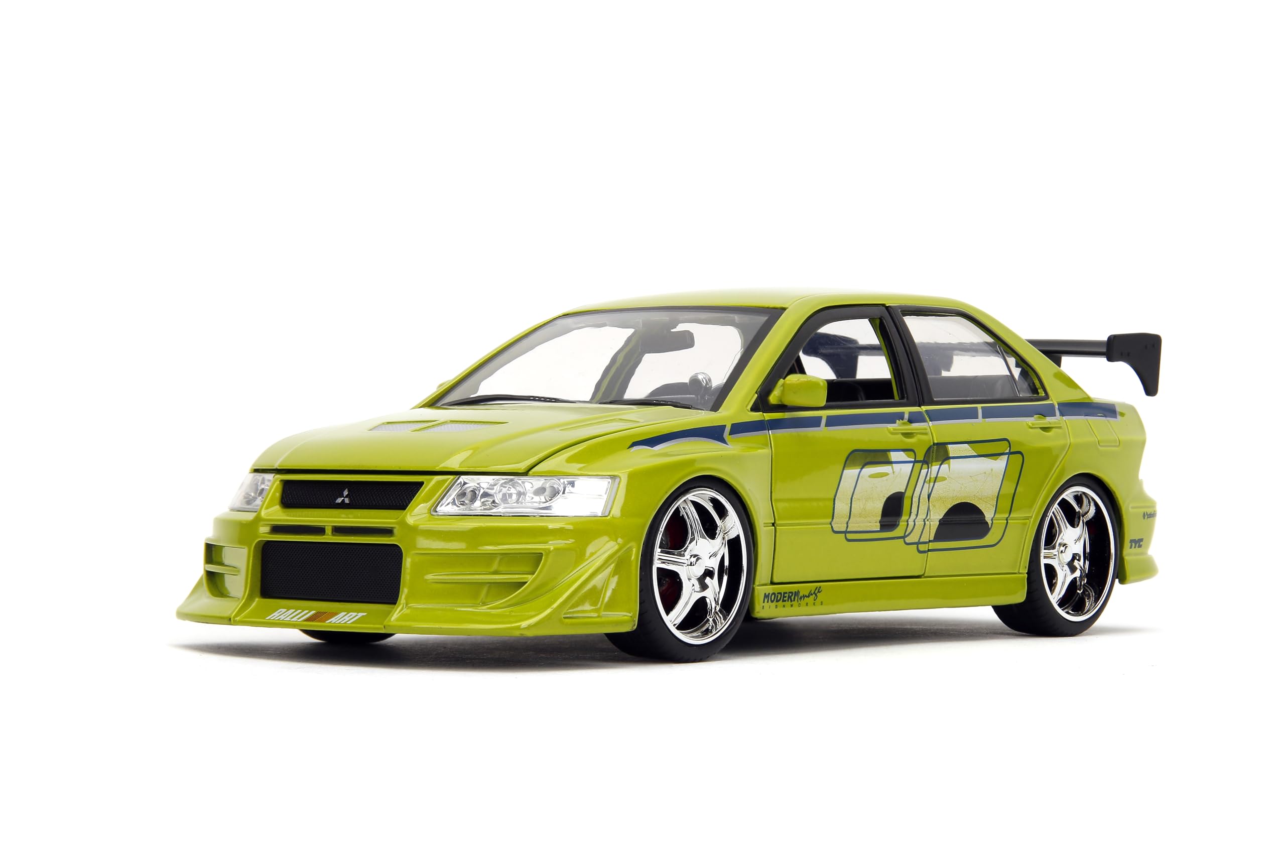 Brians Mitsubishi Lancer Evolution VII Green with Graphics Fast & Furious Movie 1/24 Diecast Model Car by Jada
