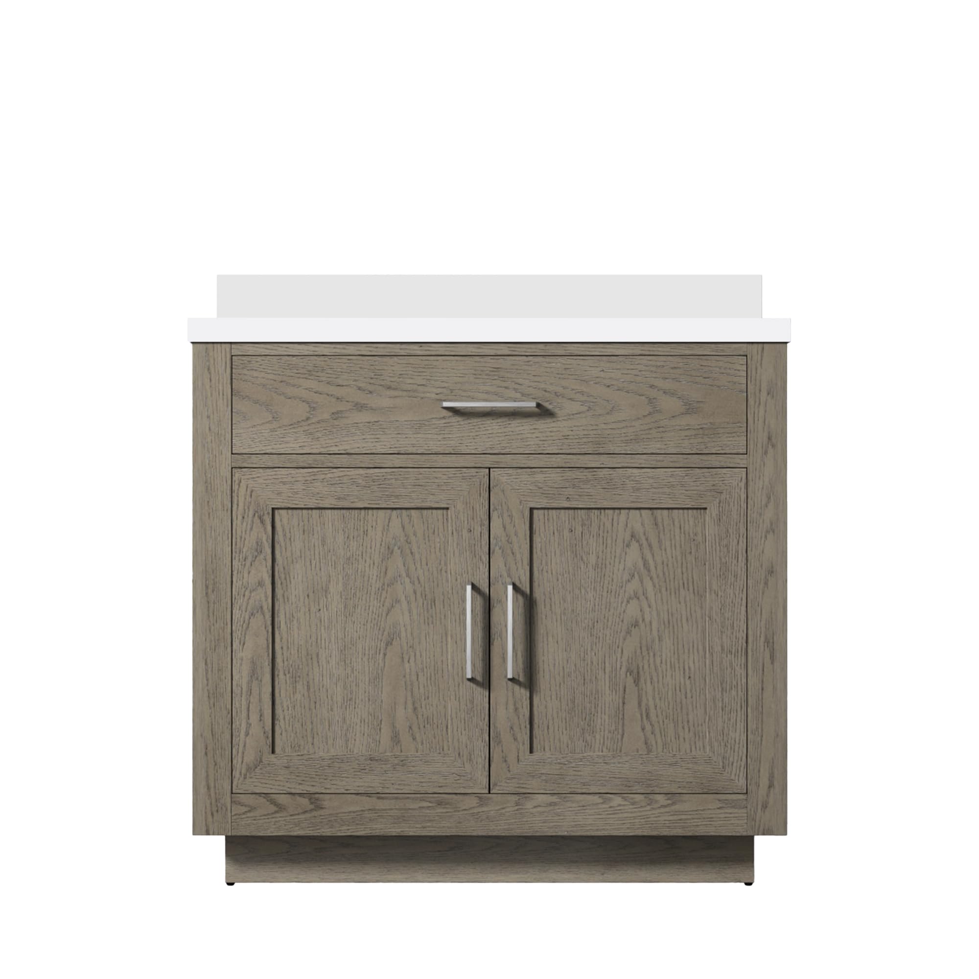 Abbey 36 in W x 22 in D Grey Oak Single Bath Vanity and White Quartz Top