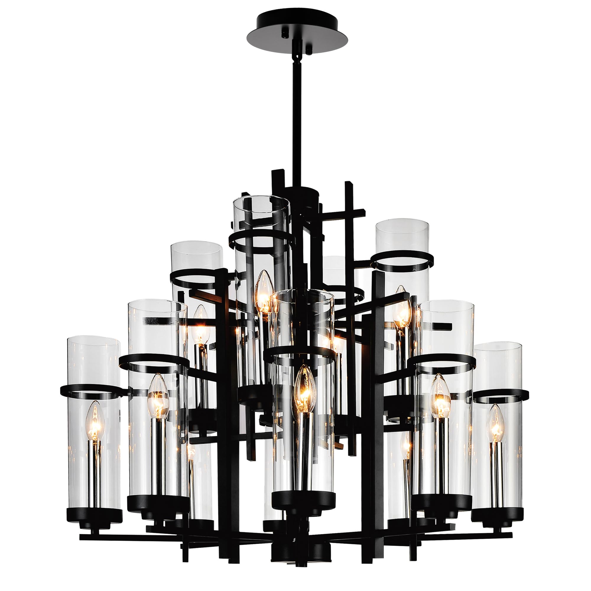 12 Light Up Chandelier with Black finish