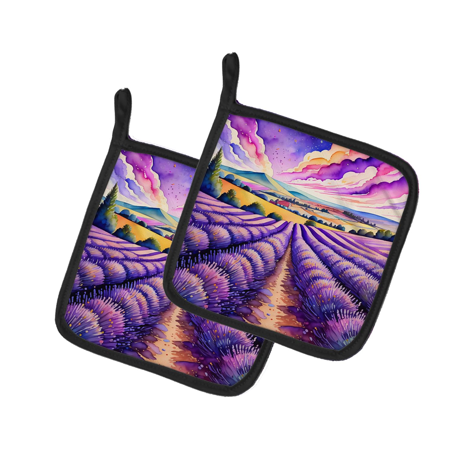 Colorful English Lavender Pair of Pot Holders