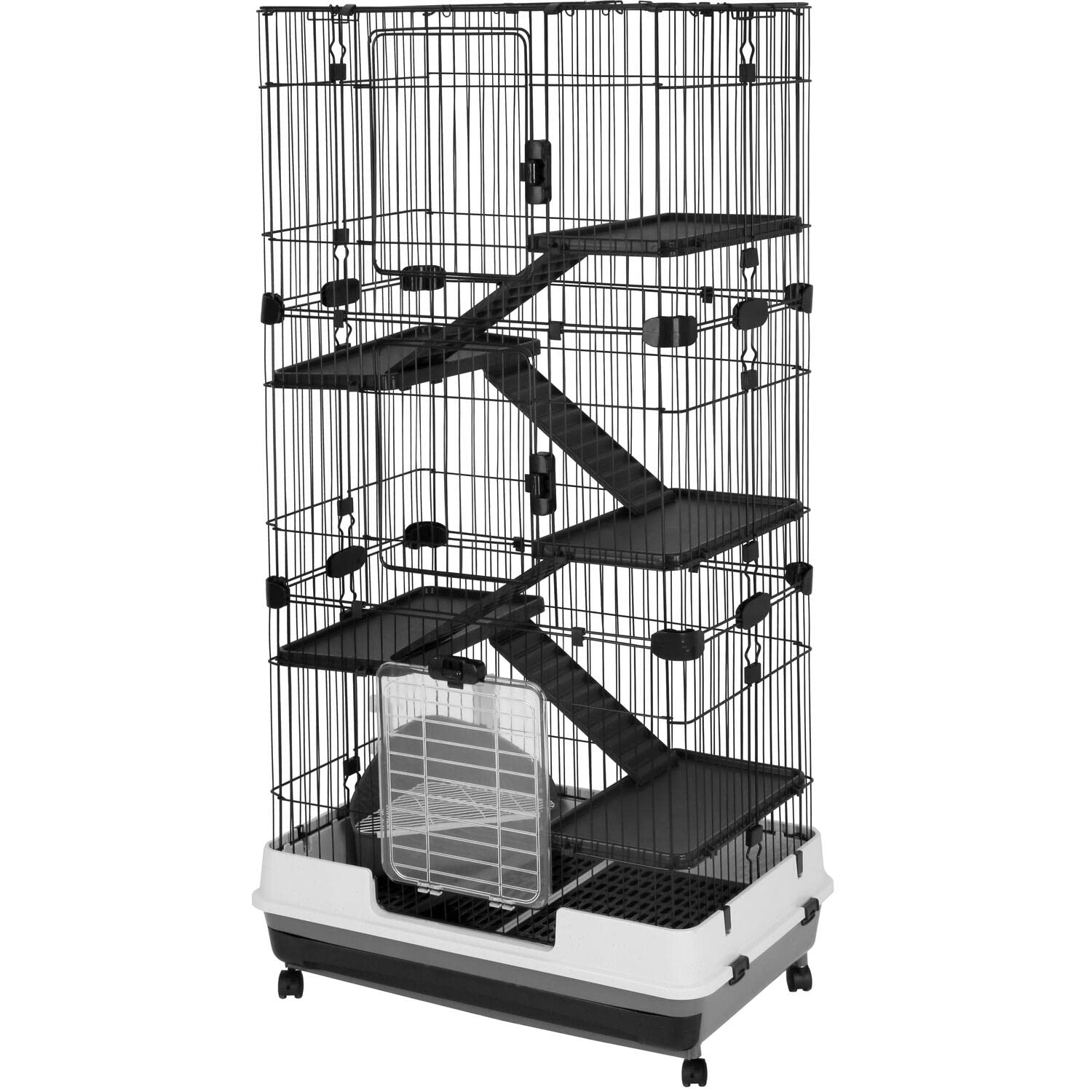 A&E Cage Company 100-3 Deluxe 6 Level Small Animal Cage 39 L X 26 W X 60 H 54 Lbs Black