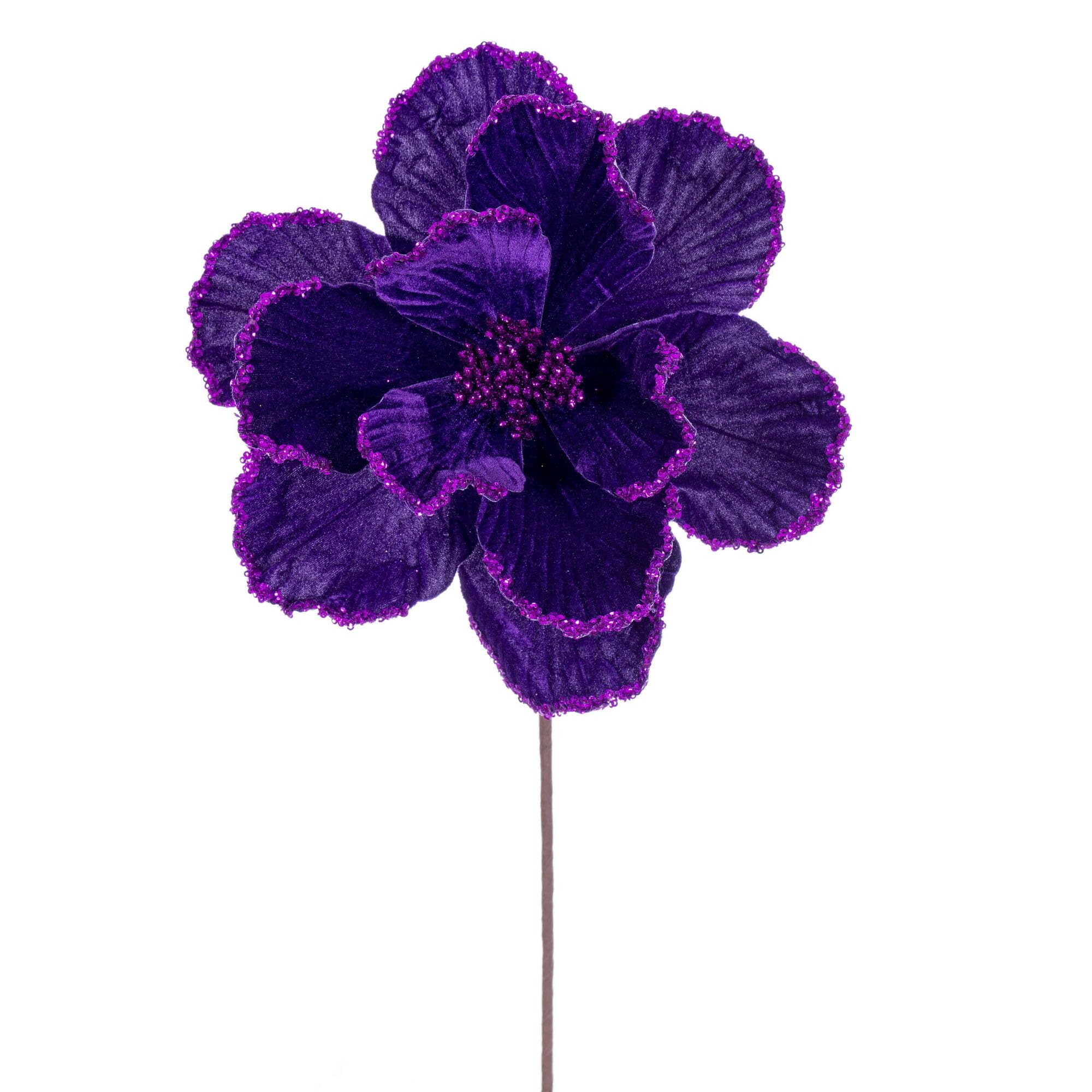 Casafoyer 20” Plum Velvet Magnolia 10” Flower 3/Bg - (Pack Of 2)