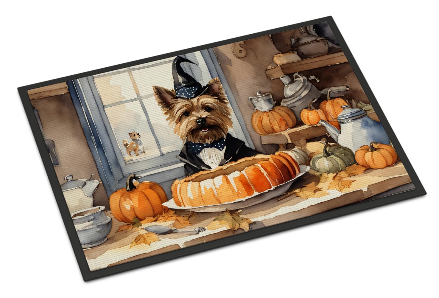 Carolines Treasures DAC1758MAT Cairn Terrier Fall Kitchen Pumpkins Doormat 18x27 Front Door Mat Indoor Outdoor Rugs for Entryway, Non Slip Washable Low Pile, 18H X 27W
