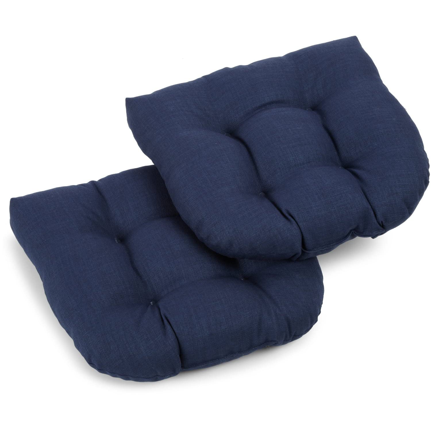 19-inch U-Shaped Outdoor Spun Polyester Tufted Dining Chair Cushion (Set of 2) - Azul