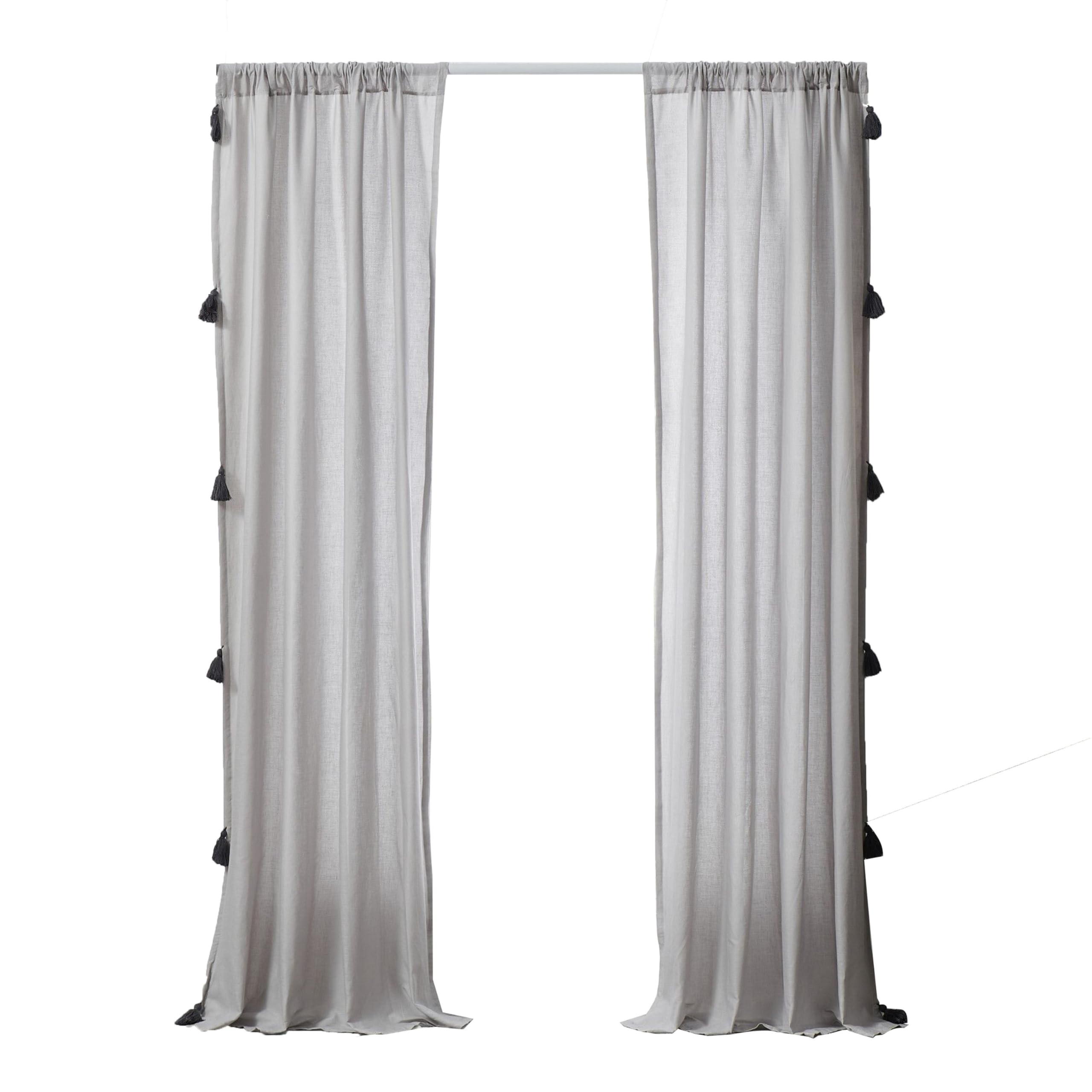 Xumi 4 Piece Window Curtain, 2 Panels with Tie Backs, Modern Gray Finish
