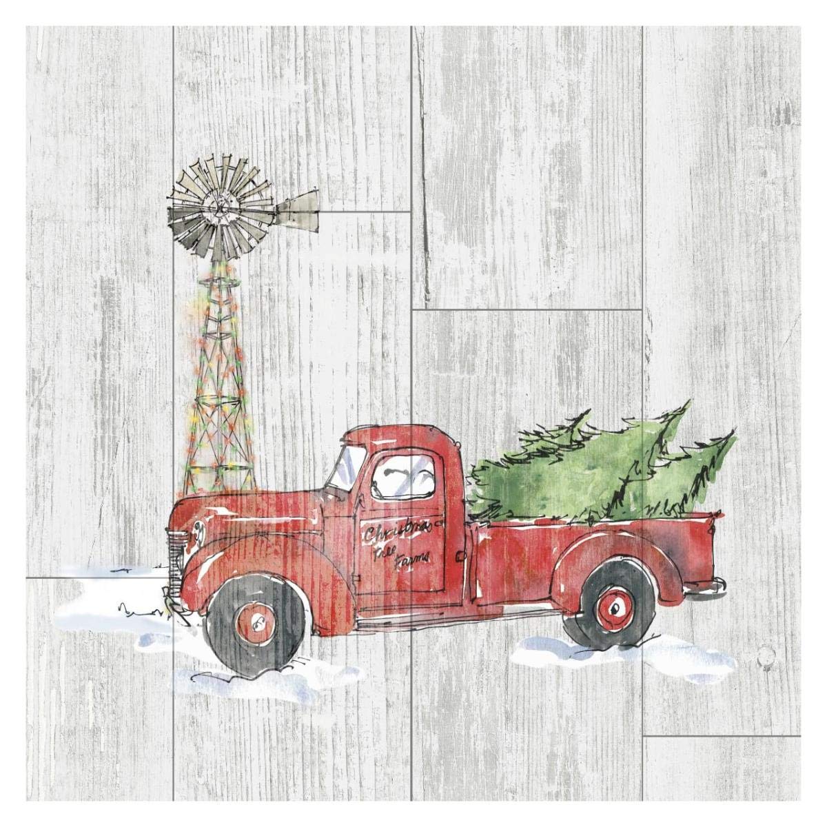 Country Christmas IV no Words on White Wood -Paper Art-32x32”