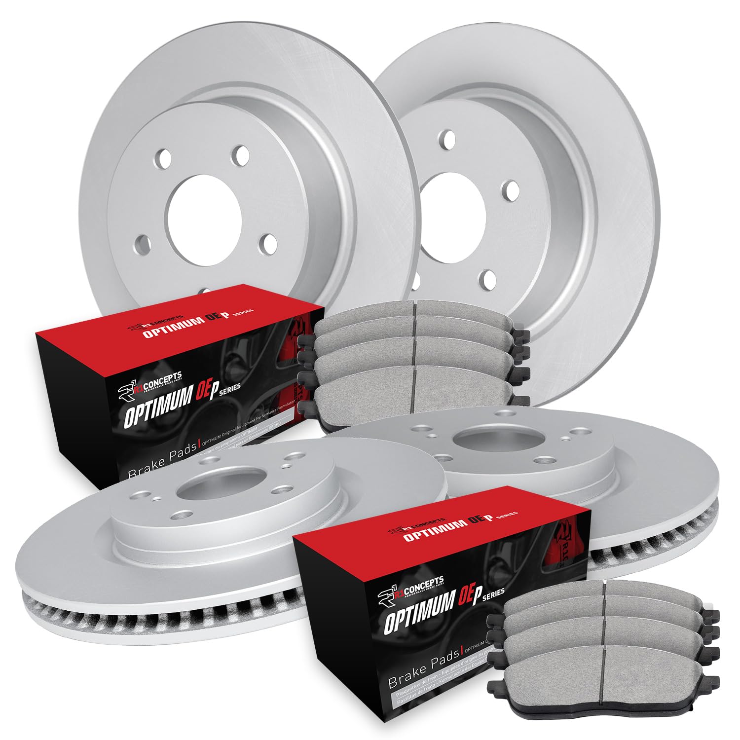 R1 Concepts Carbon Coated Disc Brake Rotor Set with Optimum Oe Pads WDUN2-63088