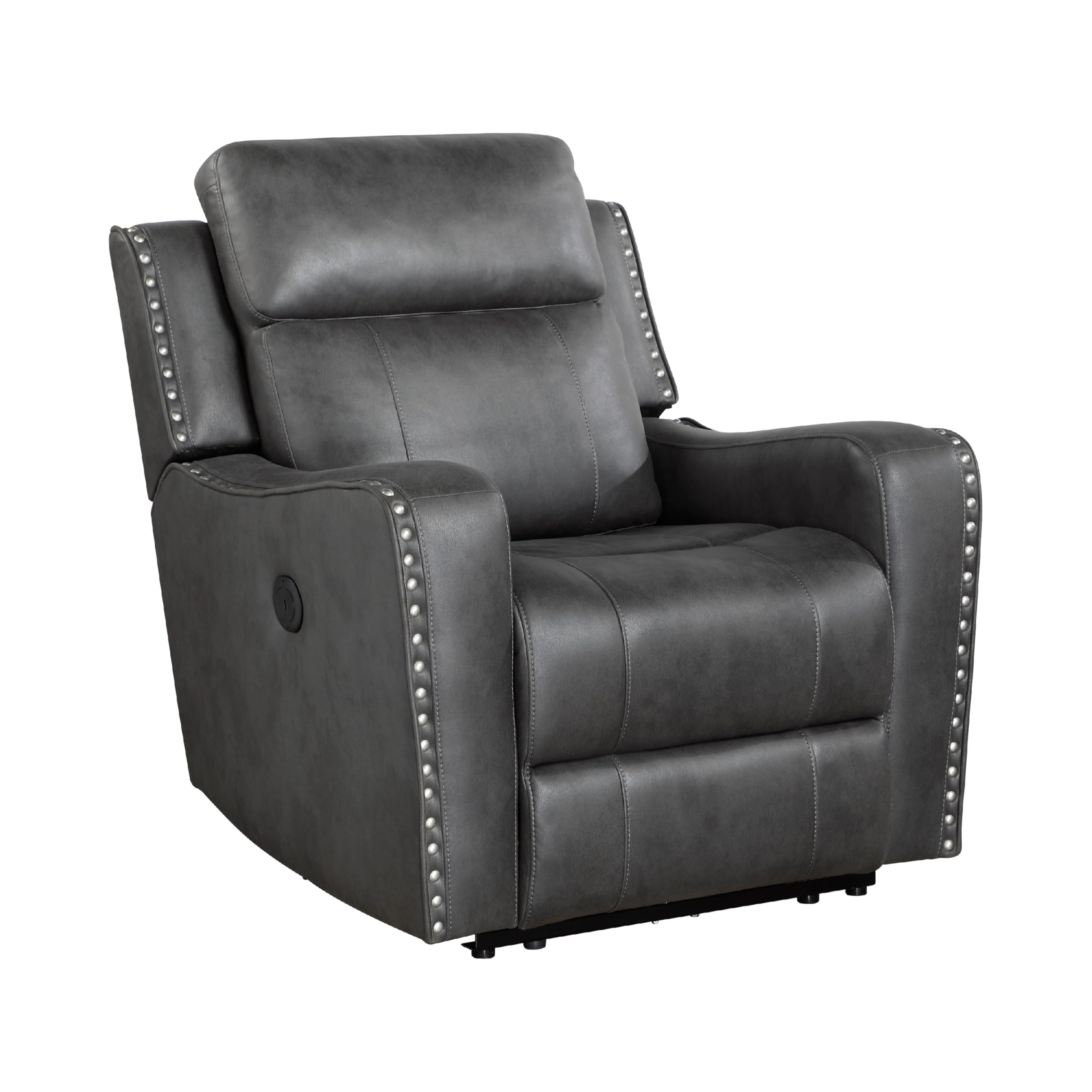 Gimo Power Recliner Chair, Dark Gray Microfiber, 37 Inch