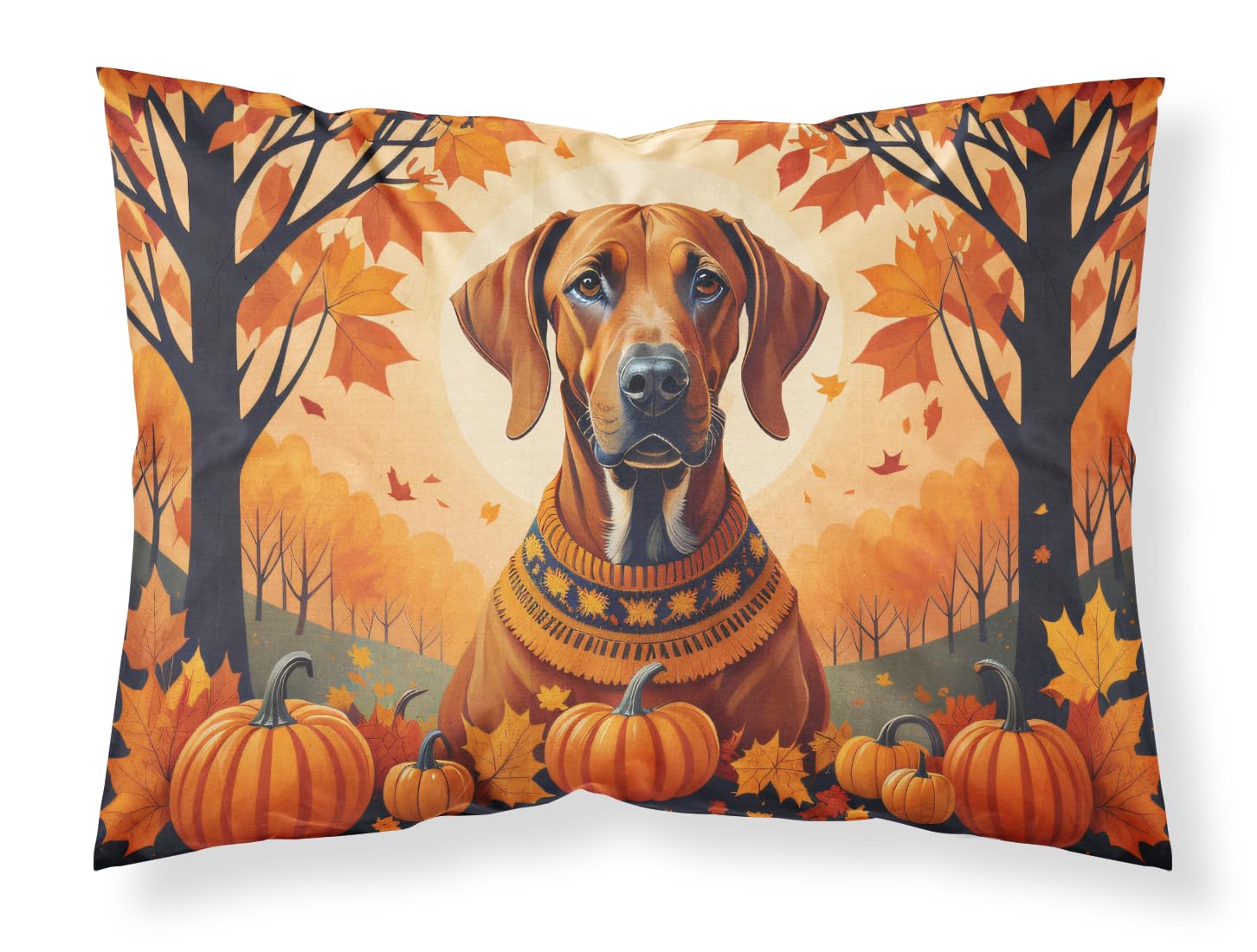 Carolines Treasures DAC1066PILLOWCASE Rhodesian Ridgeback Fall Fabric Standard Pillowcase Lightweight Super Soft Easy Care Decorative Artwork Pillowcase, Standard