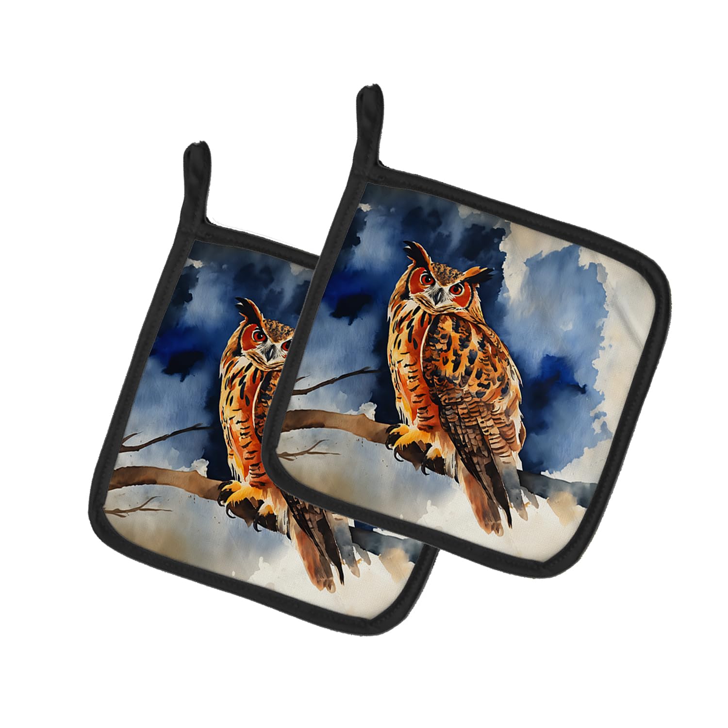 Eurasian Eagle Owl Pair of Pot Holders