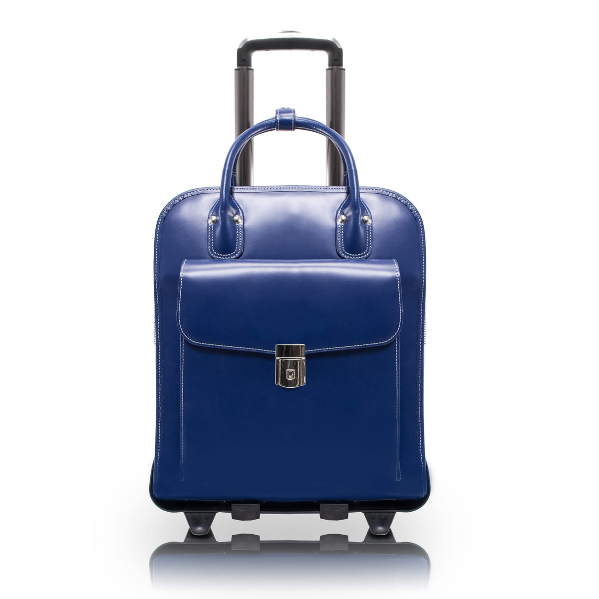 Mcklein La Grange W Series Laptop Rolling Briefcase, Navy Genuine Leather (96497)
