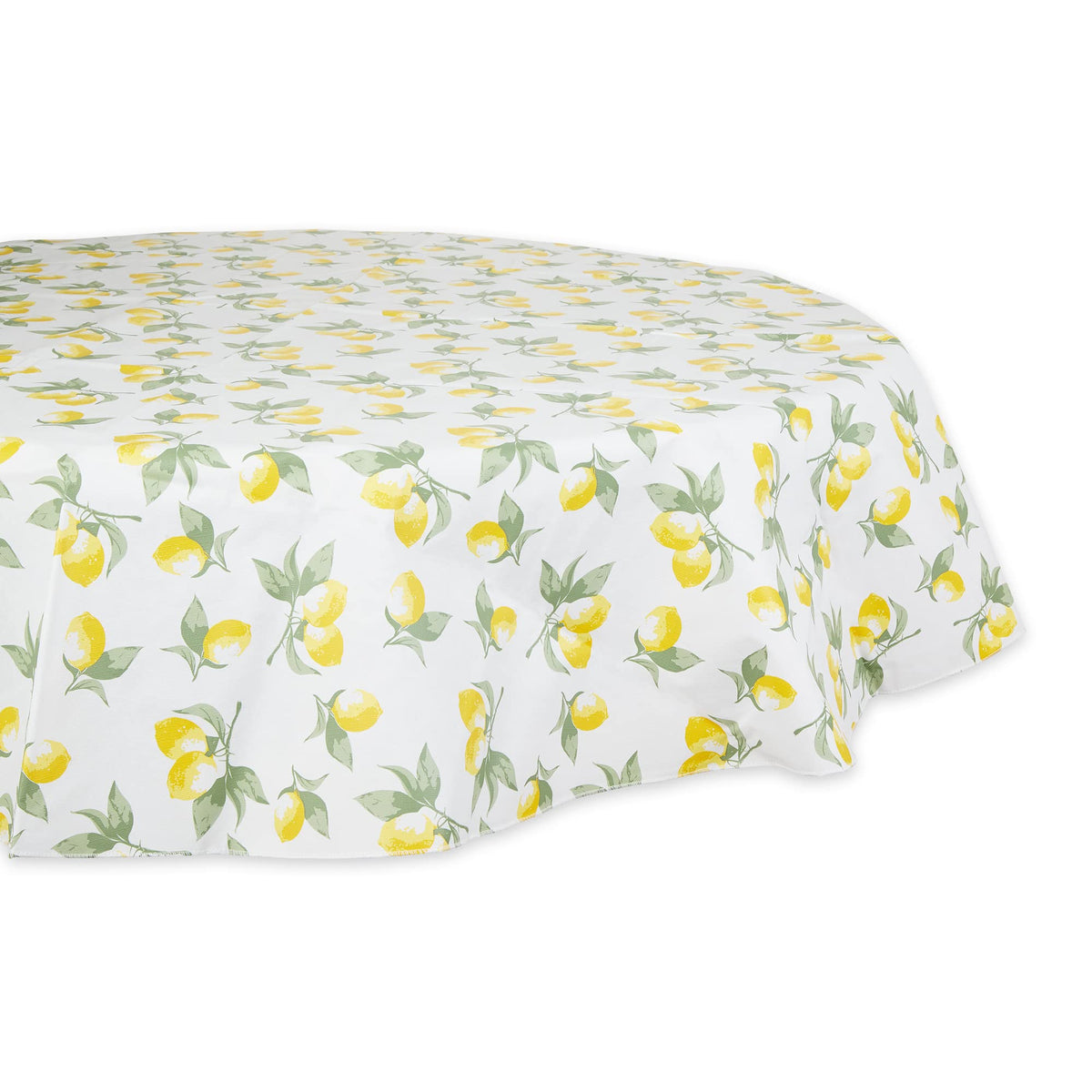 Dii Summer Lemon Vinyl Tabletop Collection Flannel Backed Tablecloth, Indoor/Outdoor, 70 Round