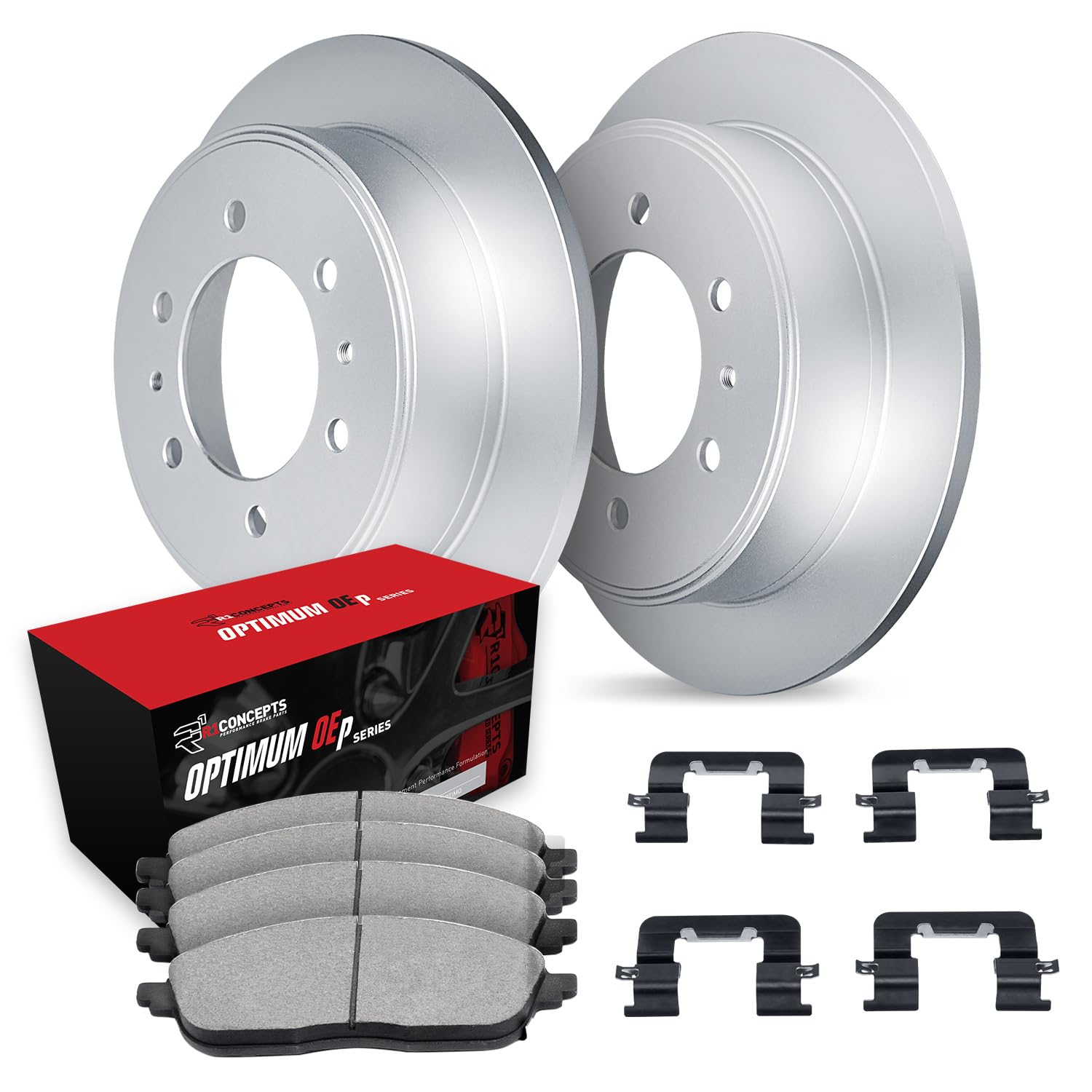 R1 Concepts Carbon Coated Disc Brake Rotor Set with Optimum Oe Pads and Hardware WDUH1-21065