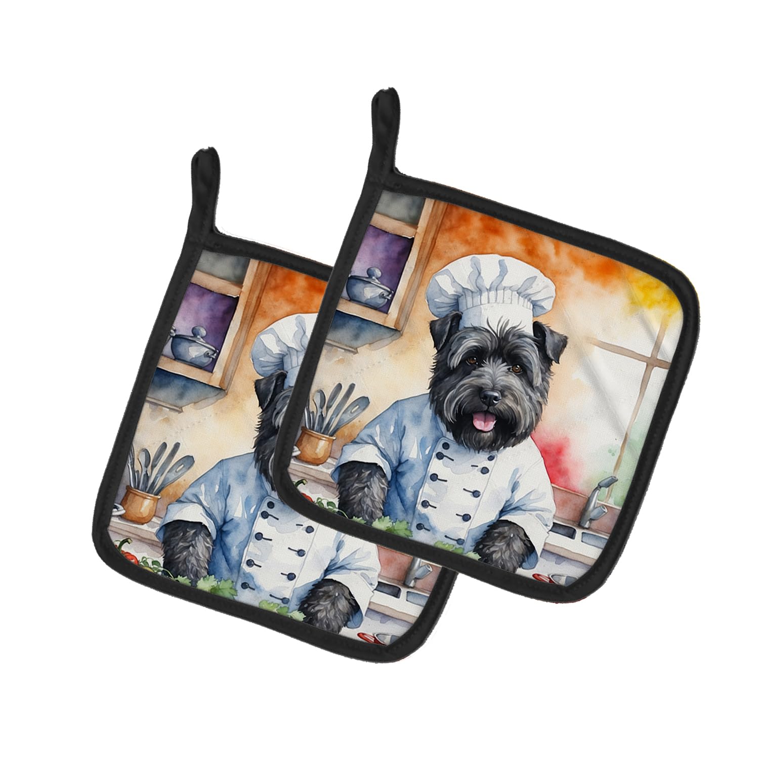 Bouvier des Flandres The Chef Pair of Pot Holders