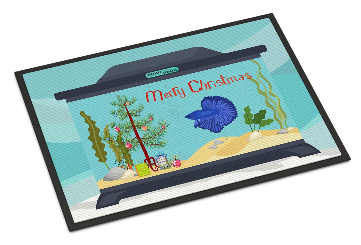 Super Delta Tail Betta Merry Christmas Indoor or Outdoor Mat 18x27