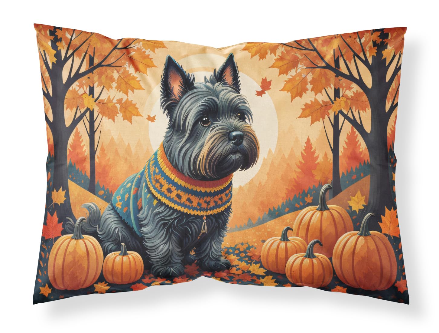 Carolines Treasures DAC1069PILLOWCASE Scottish Terrier Fall Fabric Standard Pillowcase Lightweight Super Soft Easy Care Decorative Artwork Pillowcase, Standard