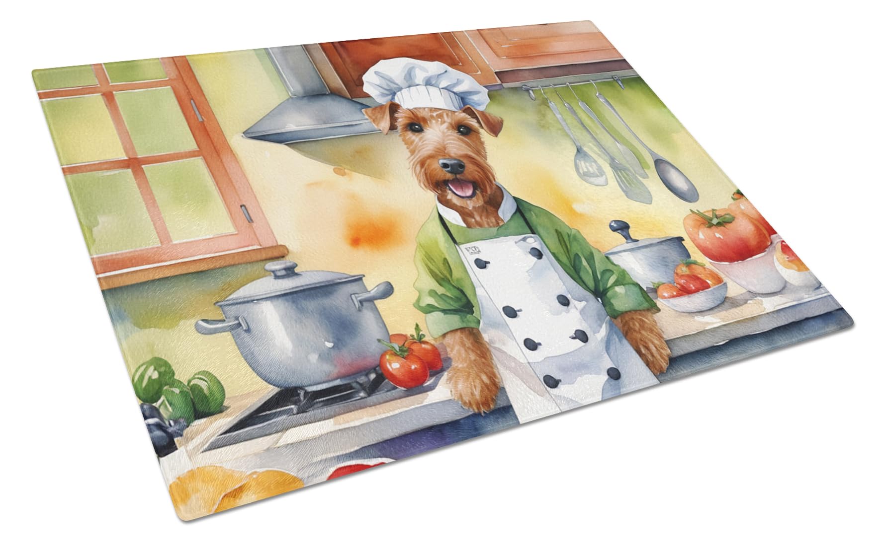 Carolines Treasures DAC6267LCB Irish Terrier The Chef Glass Cutting Board Decorative Tempered Glass Kitchen Cutting and Serving Board Large Size Chopping Board