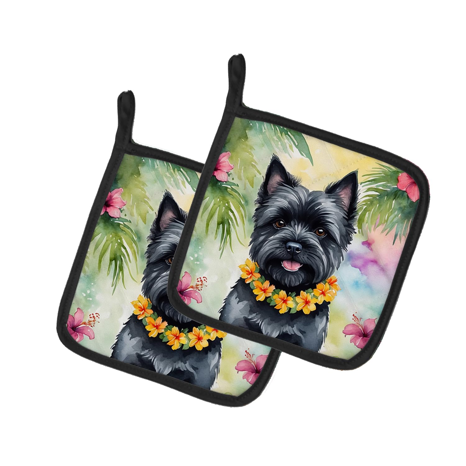 Cairn Terrier Luau Pair of Pot Holders