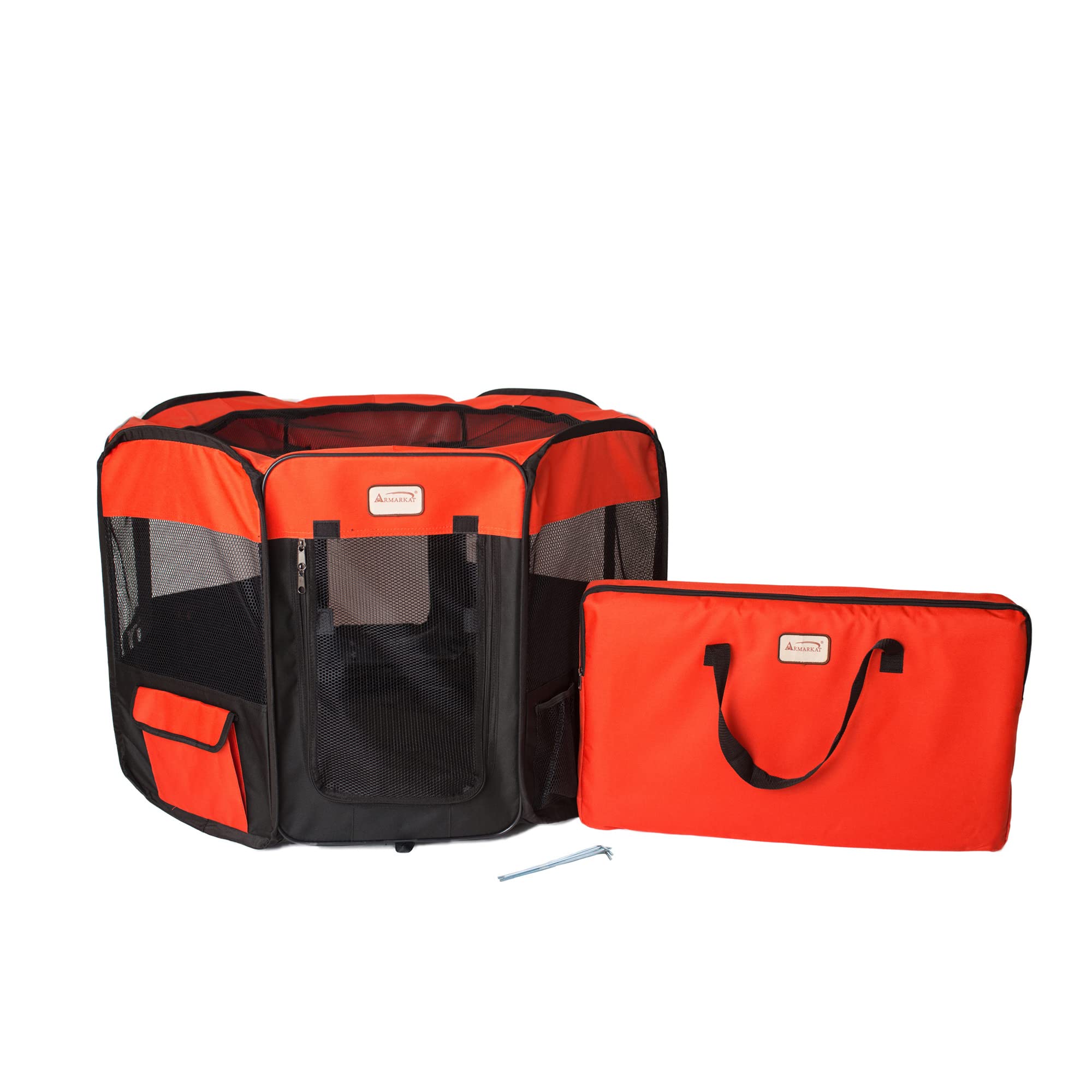 Armarkat Model PP002R-M Portable Pet Playpen in Black and Red Combo