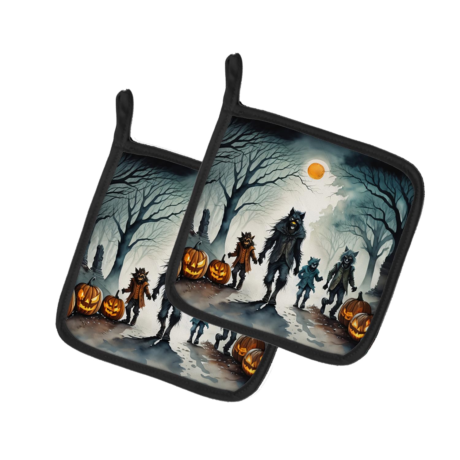 Werewolves Spooky Halloween Pair of Pot Holders