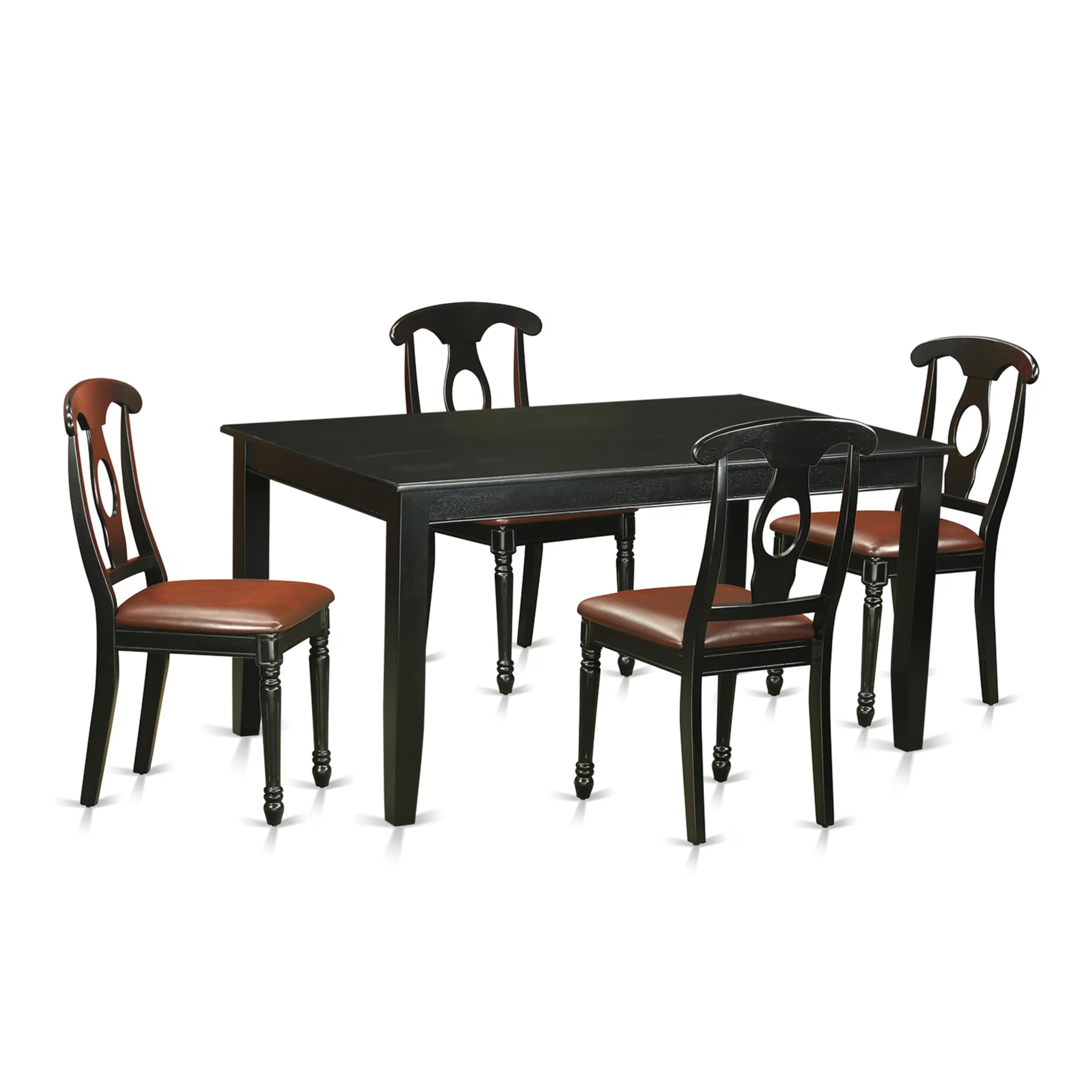 DUKE5-BLK-LC 5 PcTable and Chairs set for 4-Table and 4 Dining Chairs