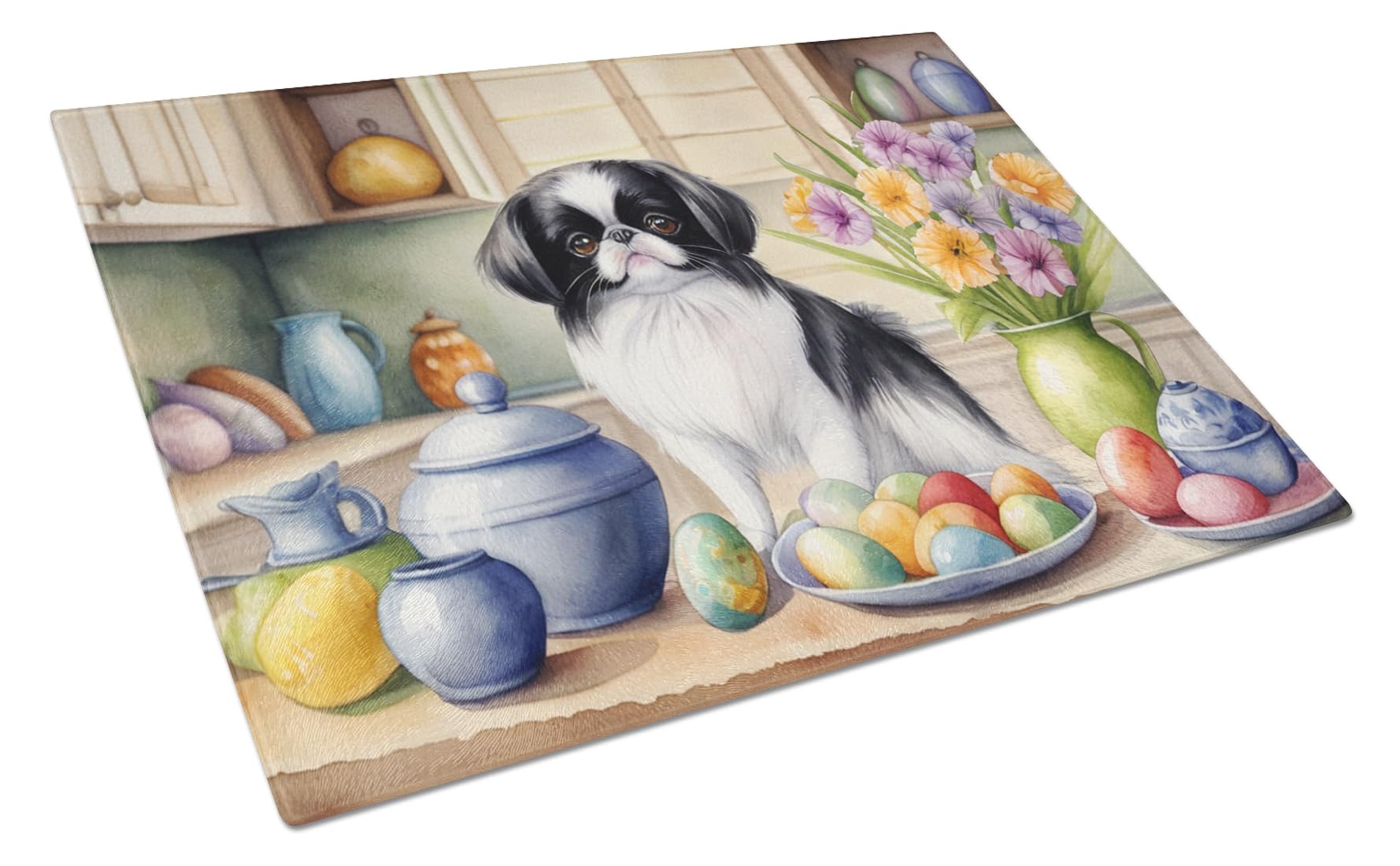 Carolines Treasures DAC6839LCB Decorating Easter Japanese Chin Glass Cutting Board Decorative Tempered Glass Kitchen Cutting and Serving Board Large Size Chopping Board
