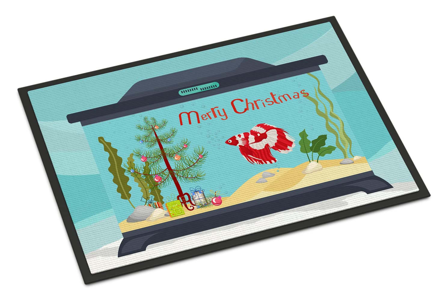 Veil Tail Betta Merry Christmas Indoor or Outdoor Mat 24x36