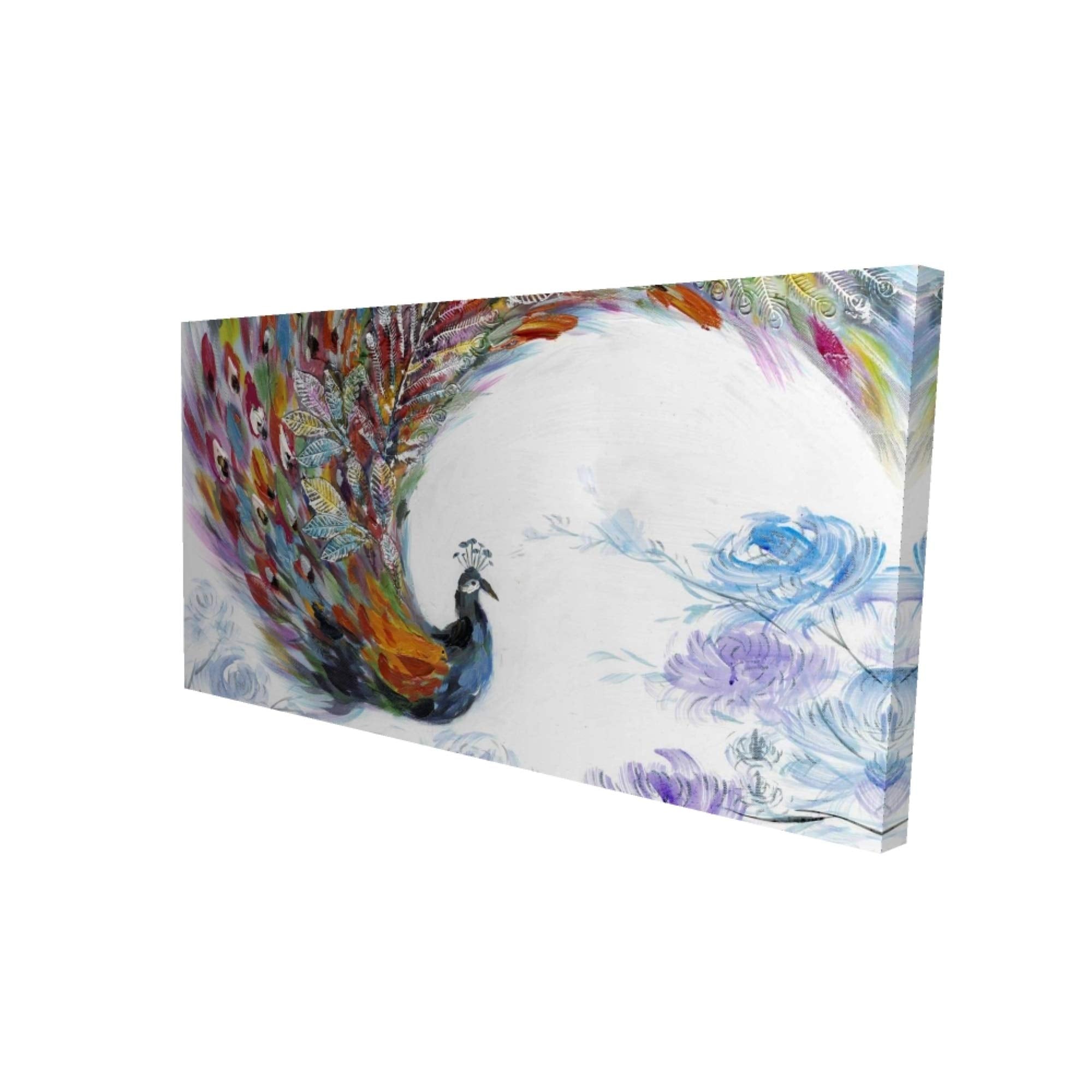 Colorful Peacock With Flowers - Print on canvas by Begin Edition