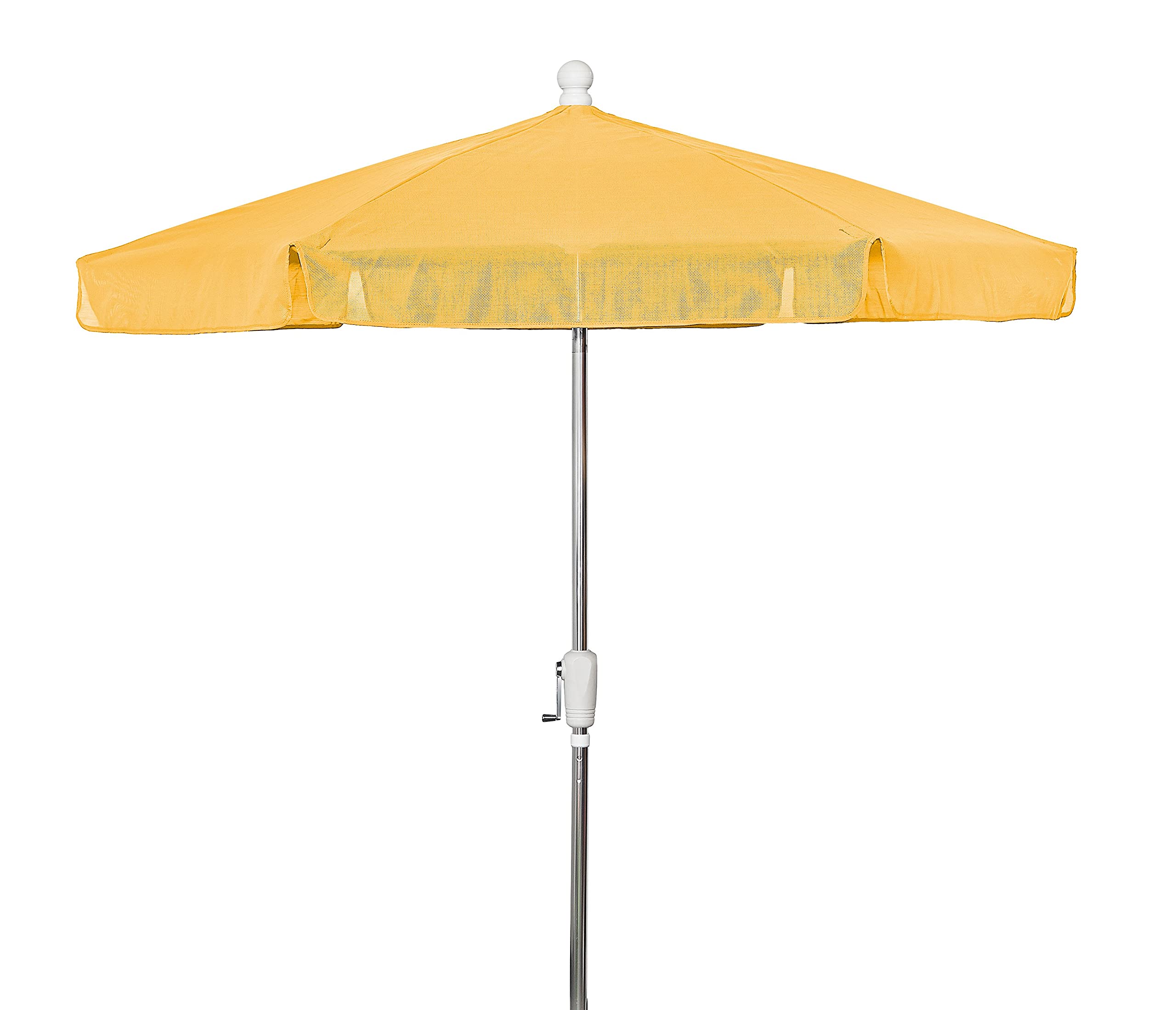 7.5 Hex Garden Tilt Umbrella 6 Rib Crank Bright Aluminum with Yellow Vinyl Coated Weave Canopy