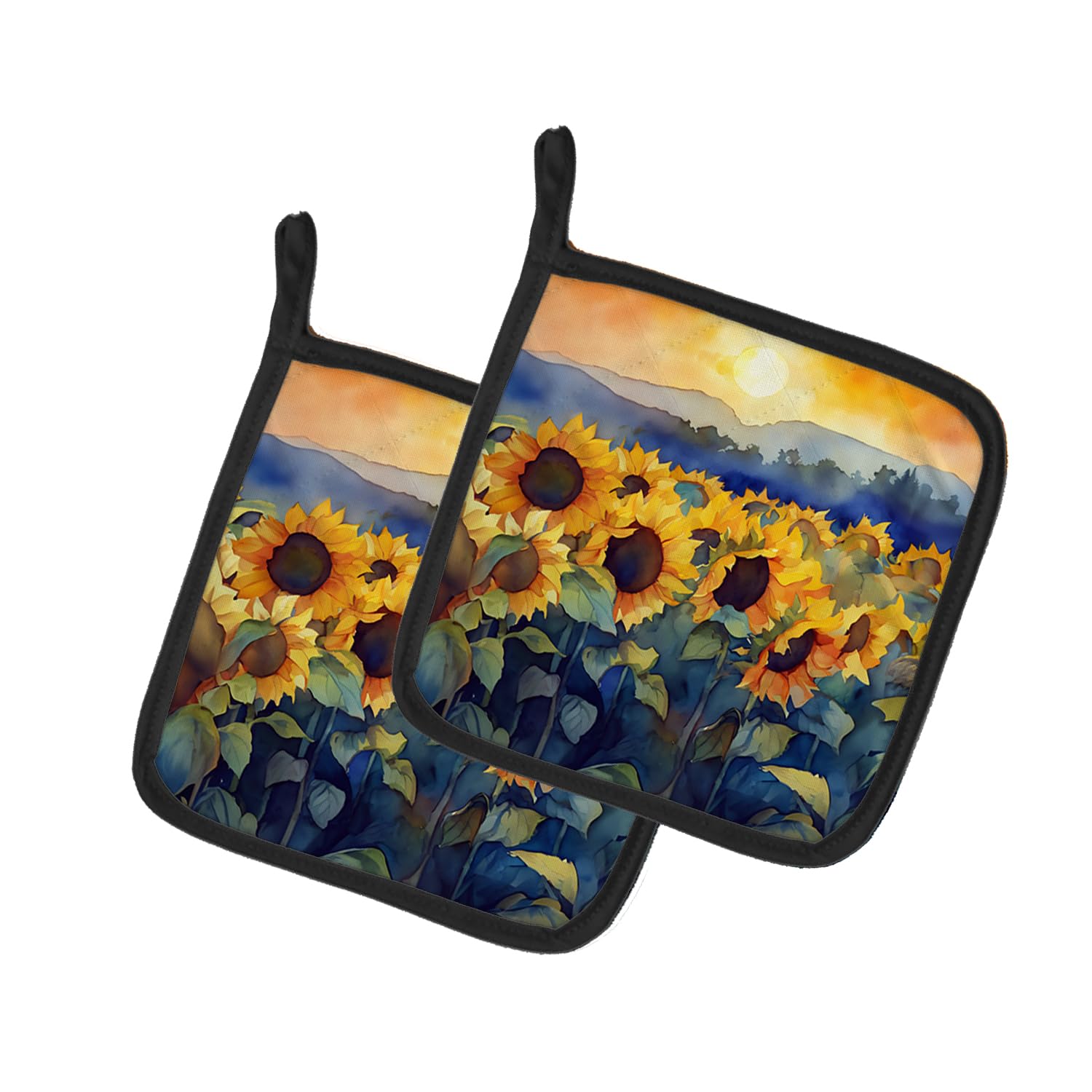 Sunflowers in Watercolor Pair of Pot Holders