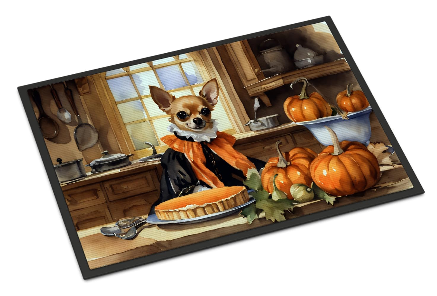 Carolines Treasures DAC1762JMAT Chihuahua Fall Kitchen Pumpkins Indoor or Outdoor Mat 24x36 Front Door Mat Indoor Outdoor Rugs for Entryway, Non Slip Washable Low Pile
