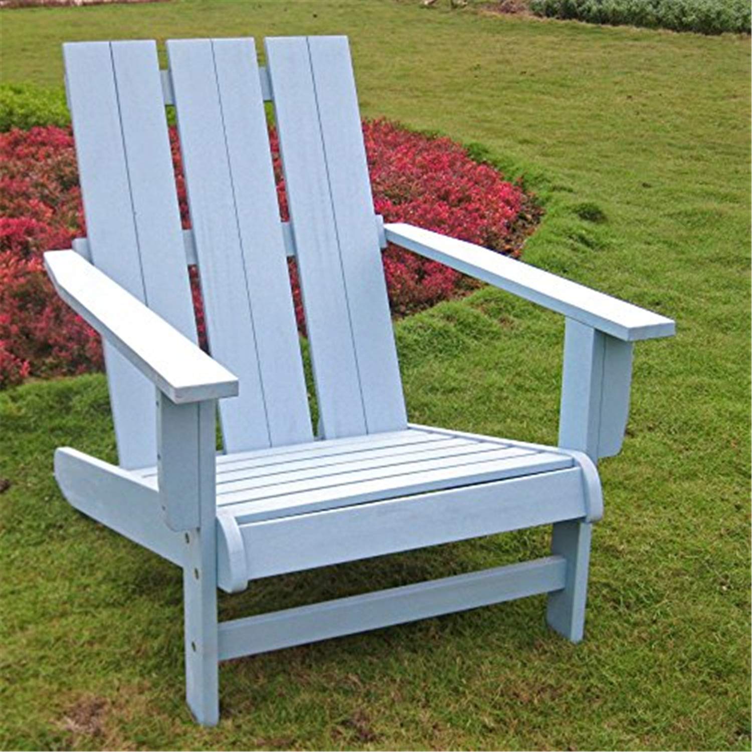 Royal Fiji Acacia Large Square Back Adirondack Chair with Antique Hand Scraped Finish - Antique White