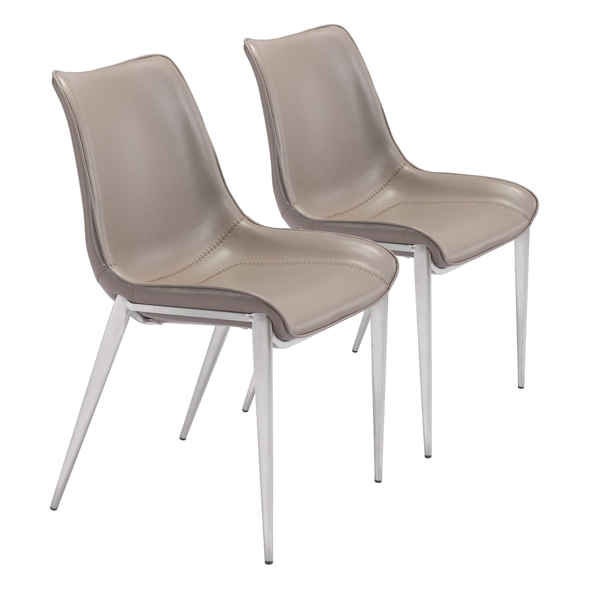 Zuo Magnus Dining Chair (Set Of 2) Brown & Silver