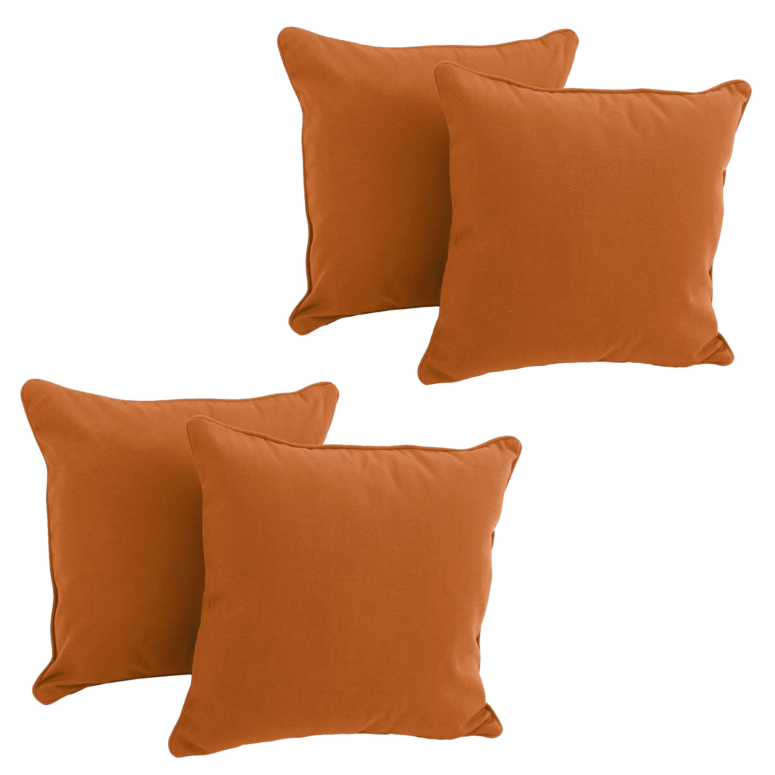 18-inch Double-corded Solid Twill Square Throw Pillows with Inserts (Set of 4)