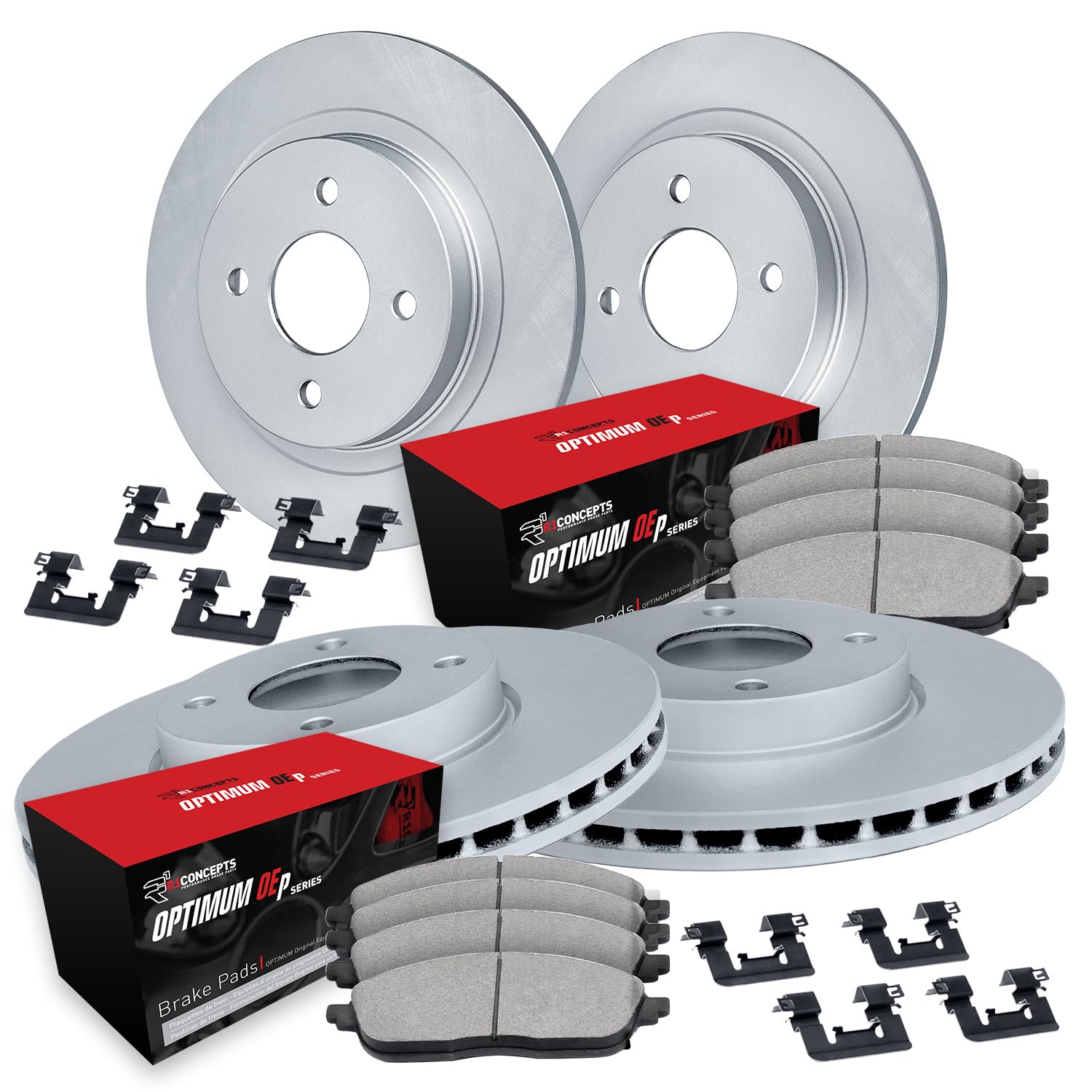 R1 Concepts Carbon Coated Disc Brake Rotor Set with Optimum Oe Pads and Hardware WDUH2-21013