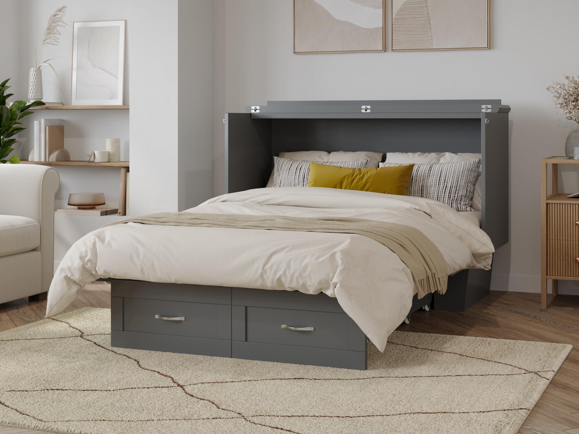 Monroe Full Murphy Bed Chest in Grey