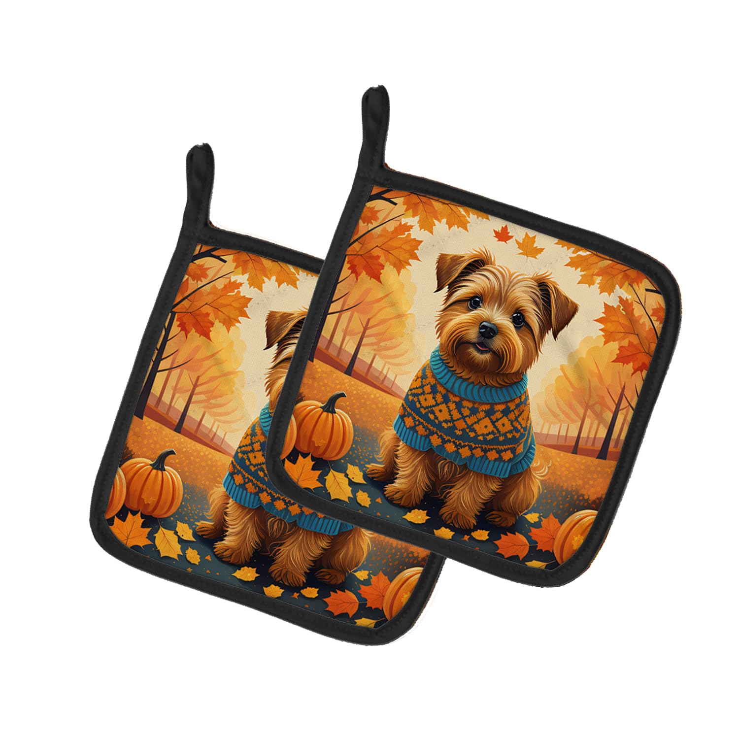 Norfolk Terrier Fall Pair of Pot Holders