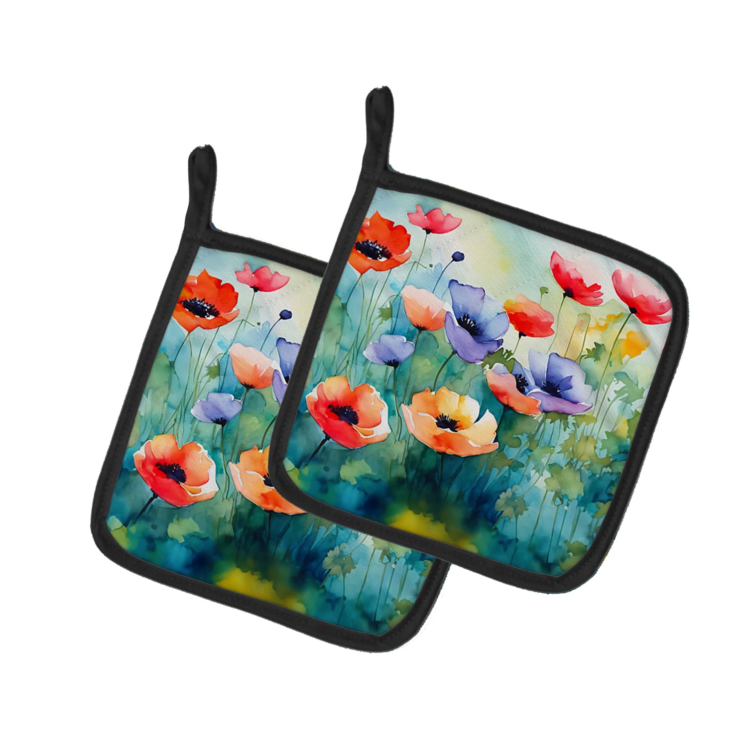 Anemones in Watercolor Pair of Pot Holders