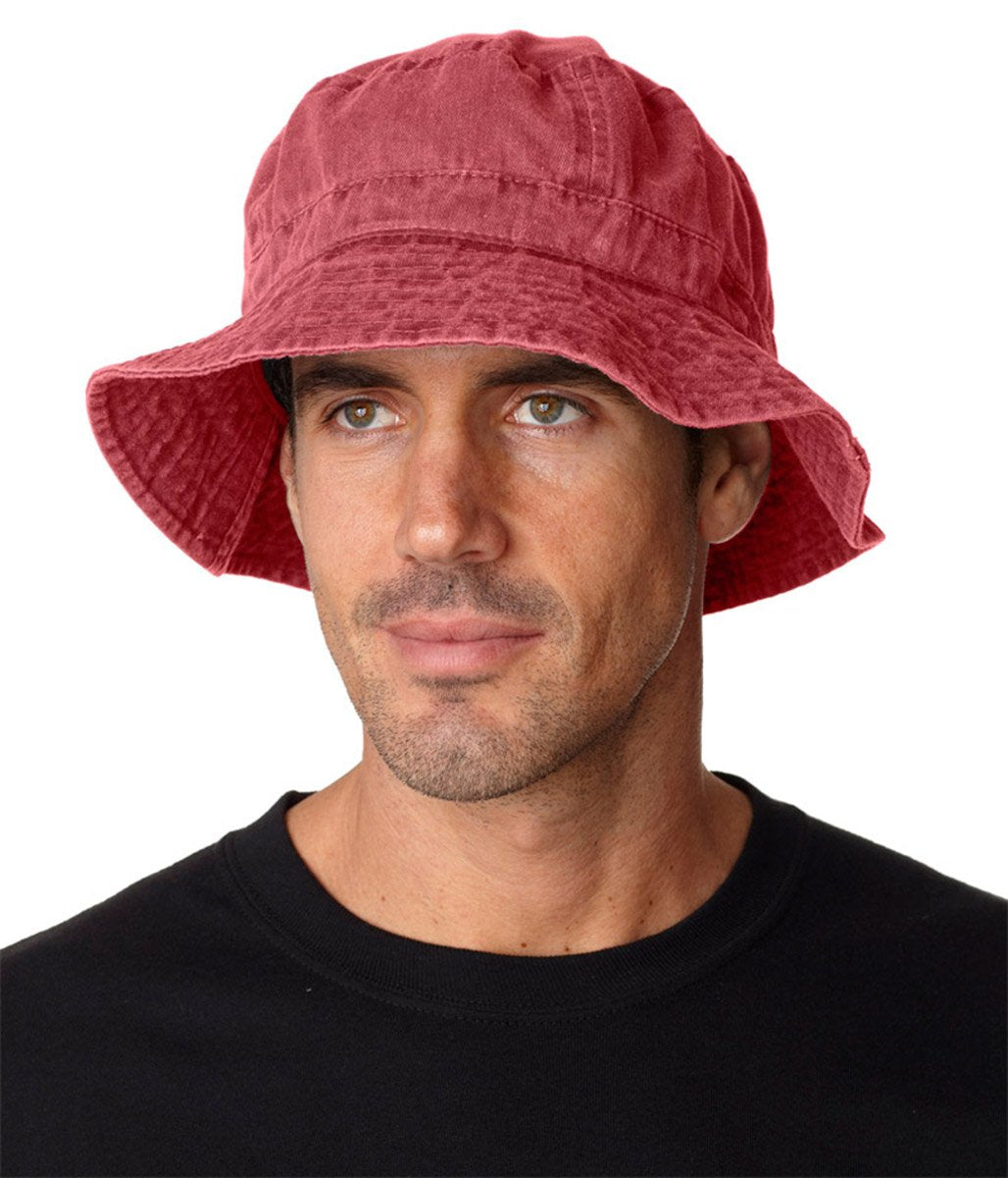VA101 | VACATIONER- Pigment dyed, garment washed cotton twill, crushable bucket hat style. L-59 cm (7 3/8)- NAUTICAL RED