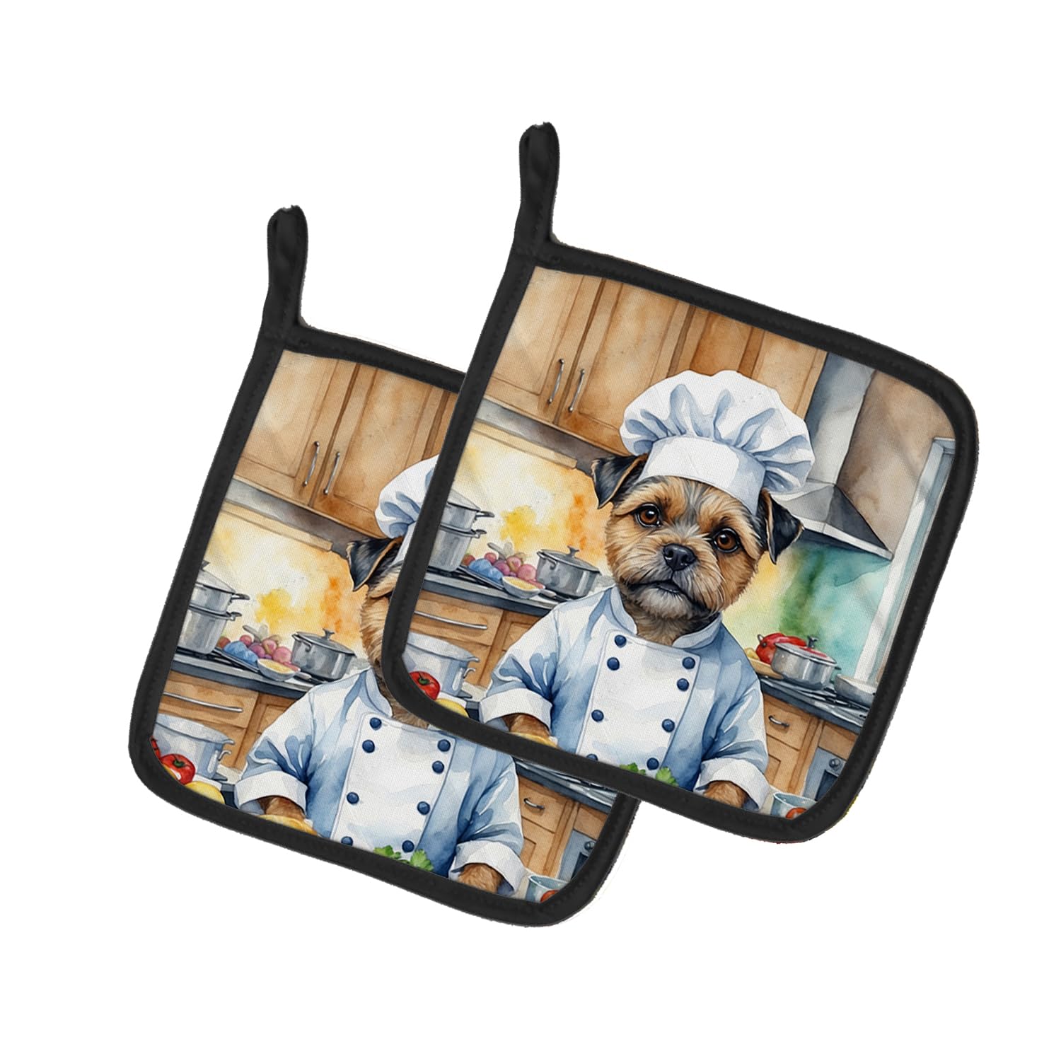 Border Terrier The Chef Pair of Pot Holders