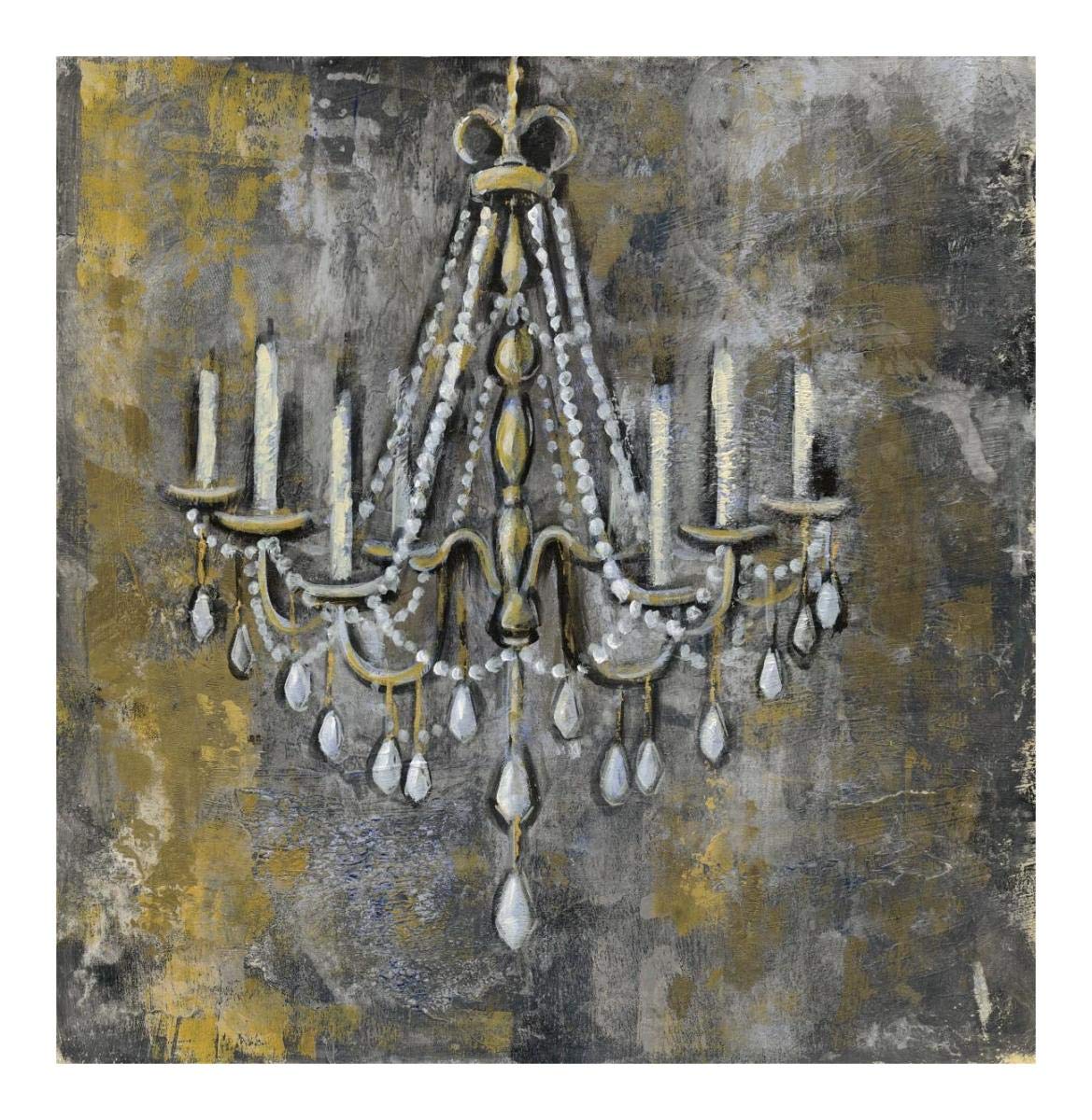 Vintage Chandelier II -Paper Art-20x20″