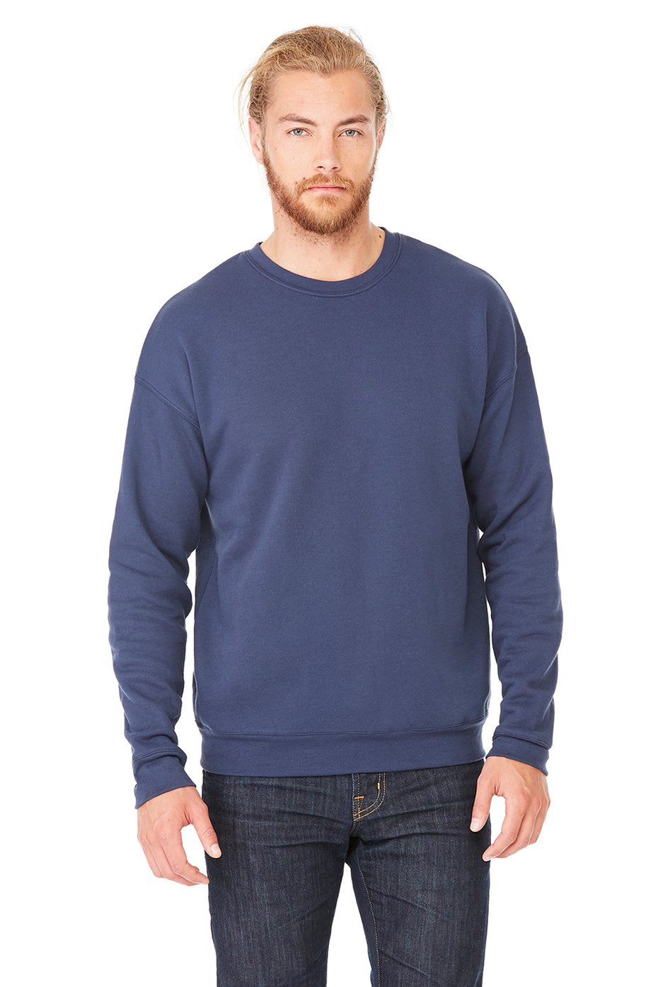 BELLA + CANVAS Unisex Sponge Fleece Drop Shoulder Crewneck Sweatshirt - Navy, S
