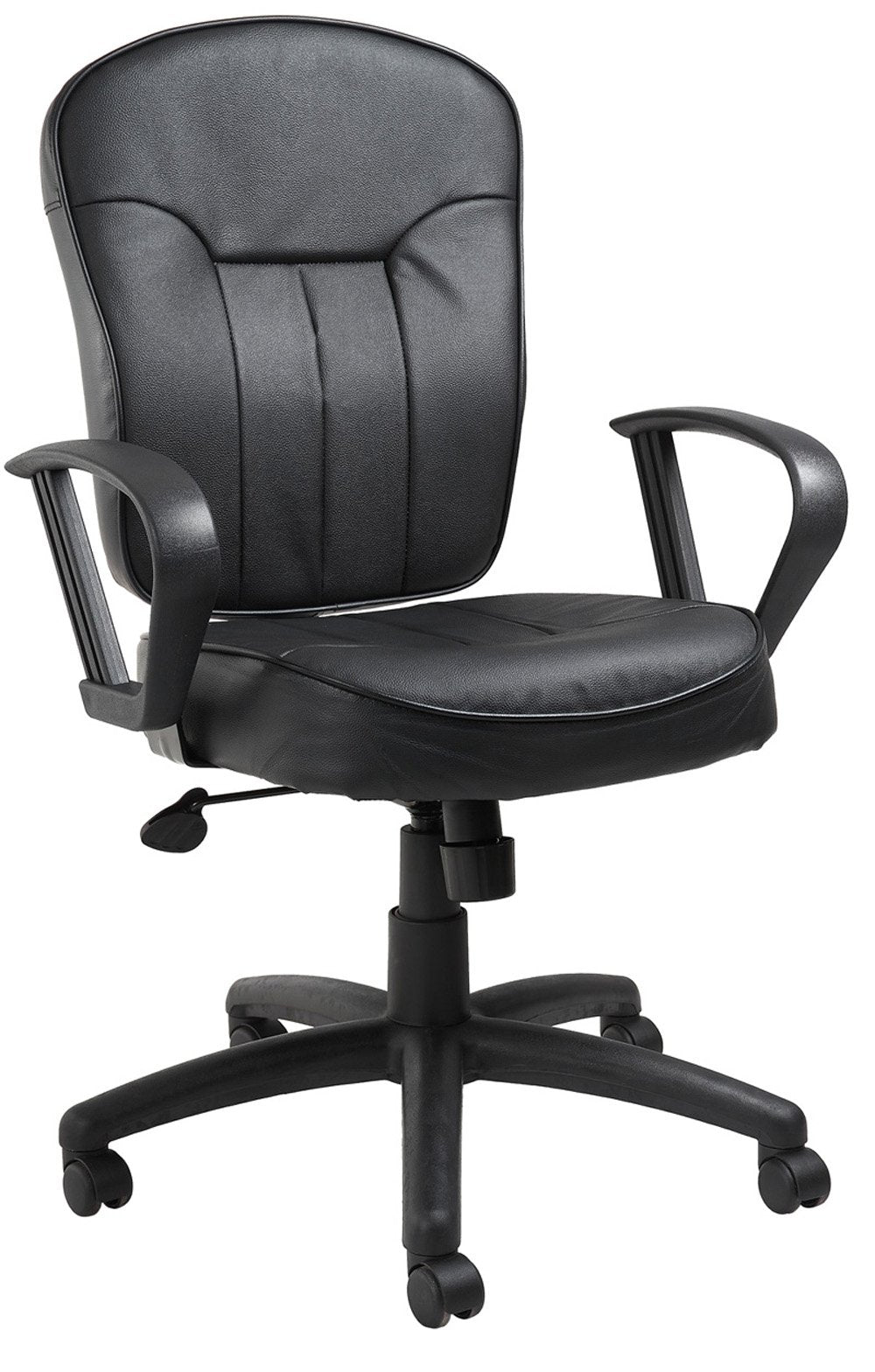 Boss Office Products Black Leather Task Chair W/ Loop Arms