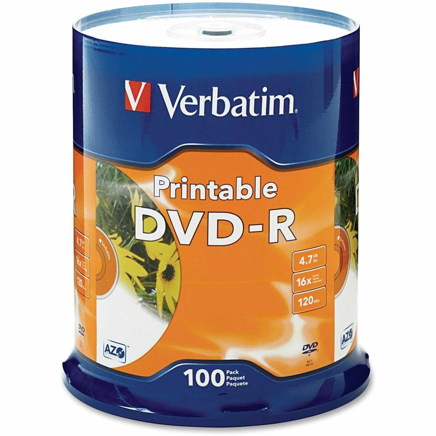 100PK DVD-R 16X 4.7GB BRANDED WHITE INKJET PRINTABLE SPINDLE